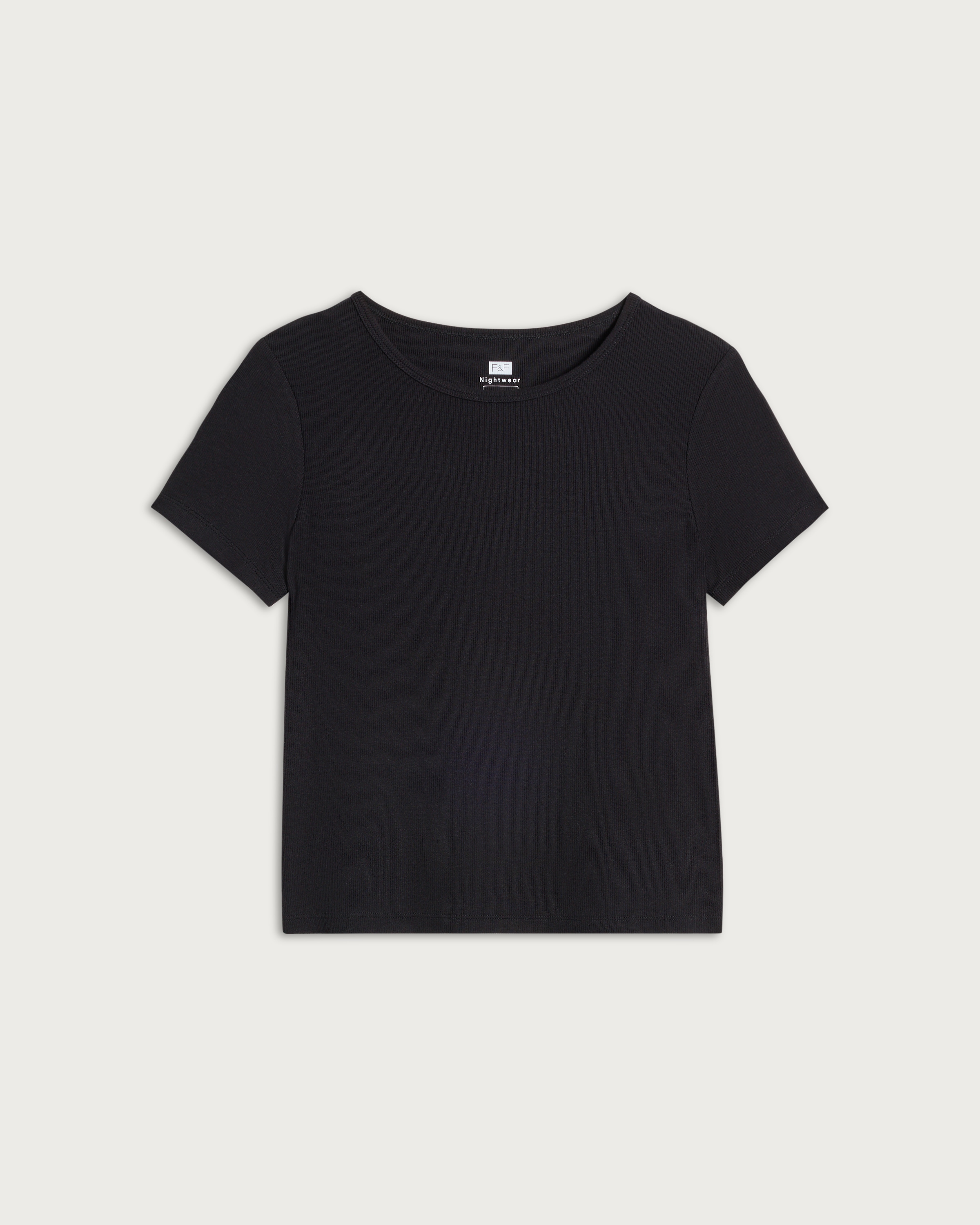 F&F CoolEase™ Ribbed Short Sleeved Pyjama Top in Black thumbnail 4
