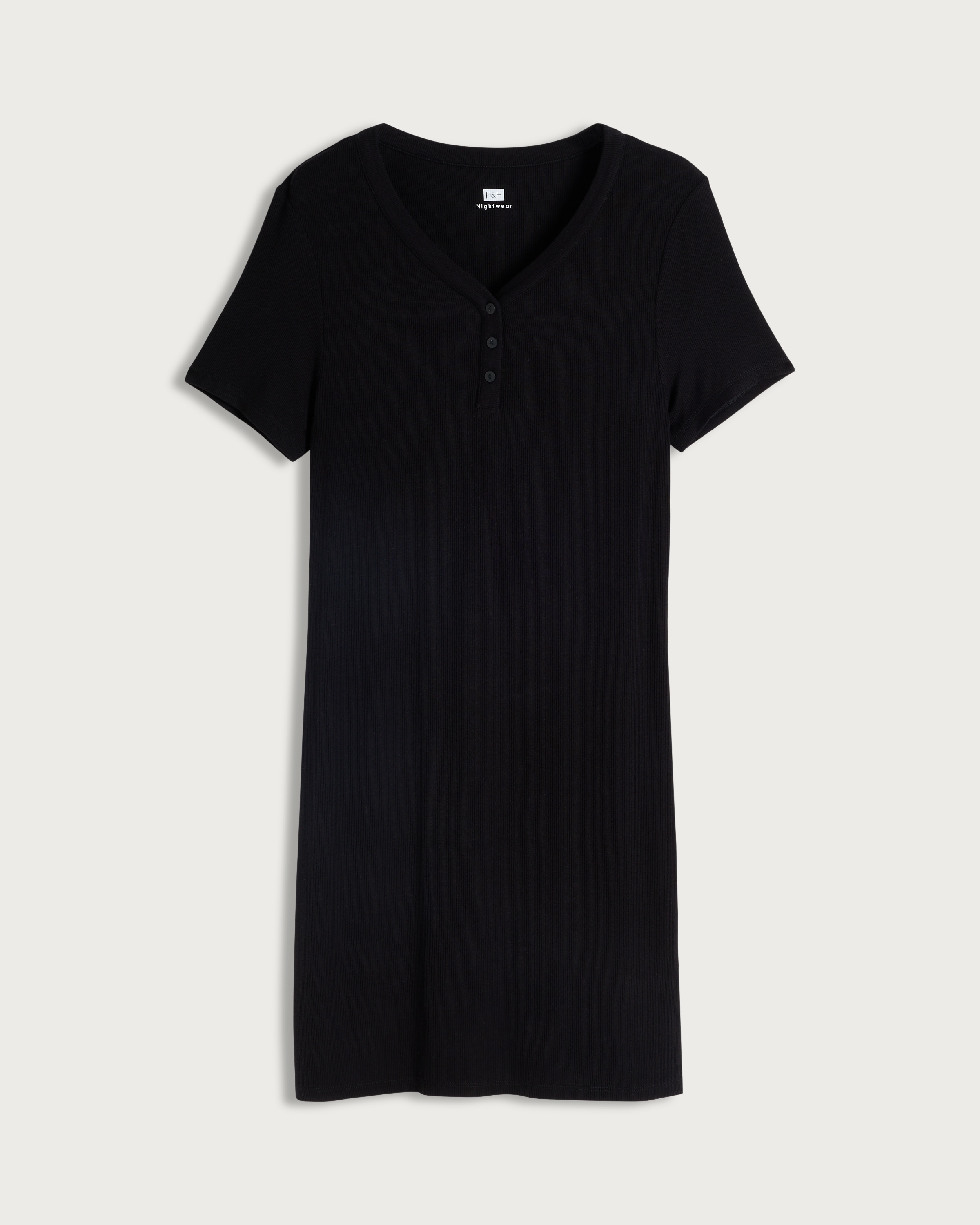 F&F CoolEase™ Ribbed Nightdress in Black thumbnail 4
