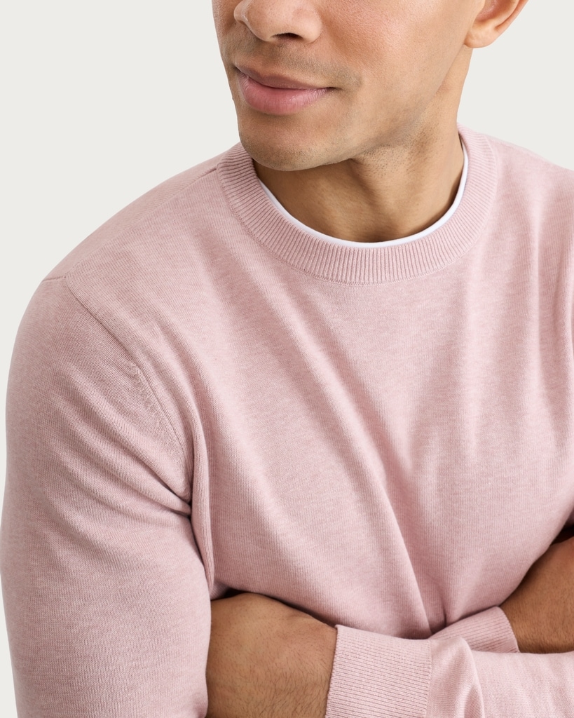 F&F Pure Cotton Ribbed Crew Neck Jumper in Pink