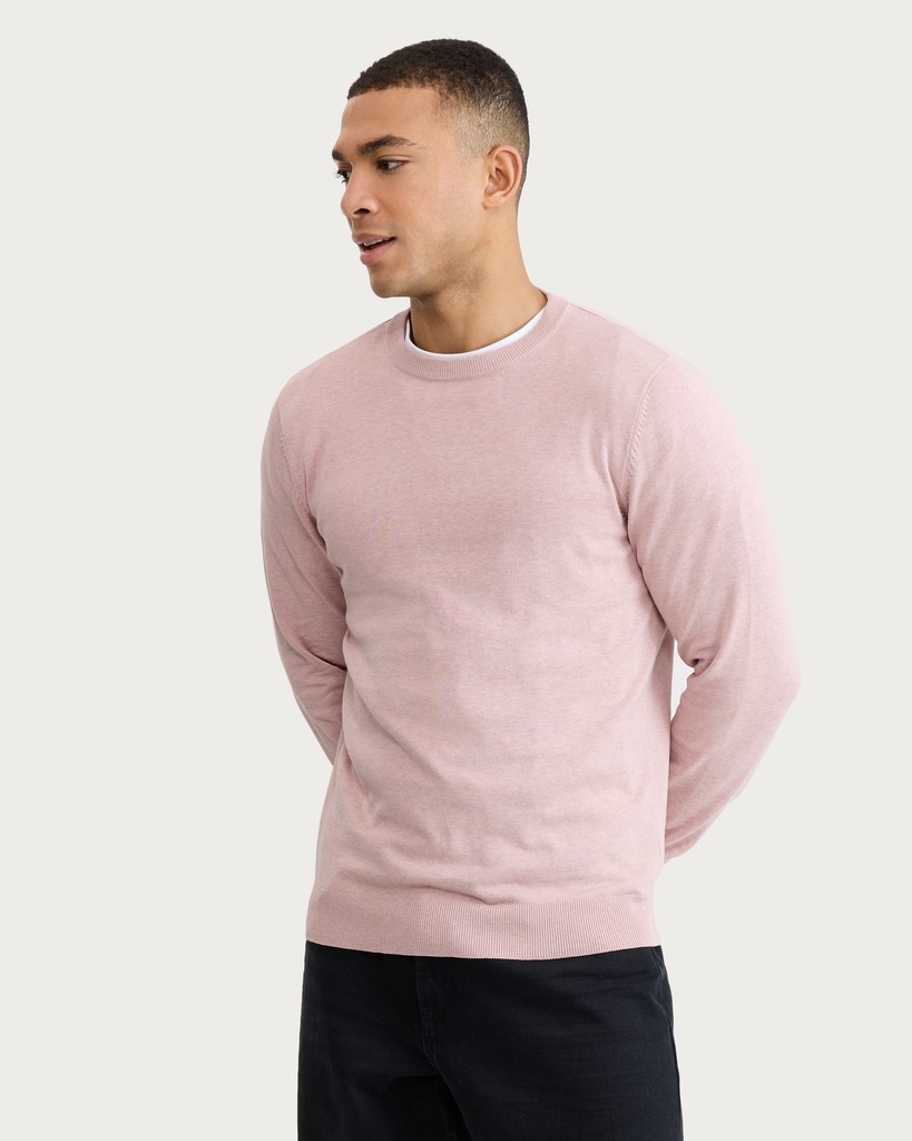 F&F Pure Cotton Ribbed Crew Neck Jumper in Pink thumbnail 2