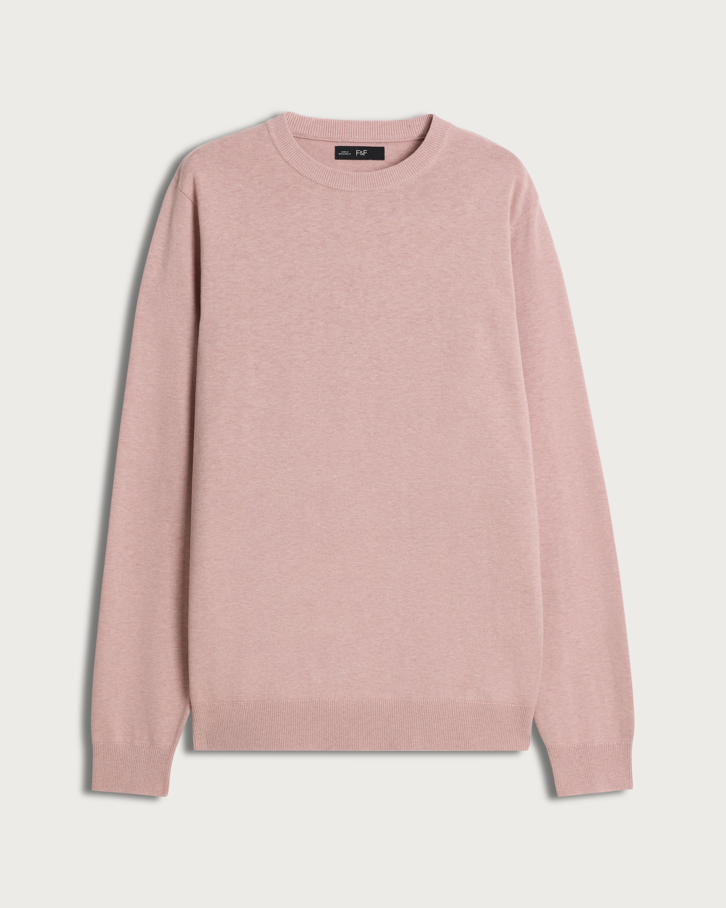 F&F Pure Cotton Ribbed Crew Neck Jumper in Pink thumbnail 4