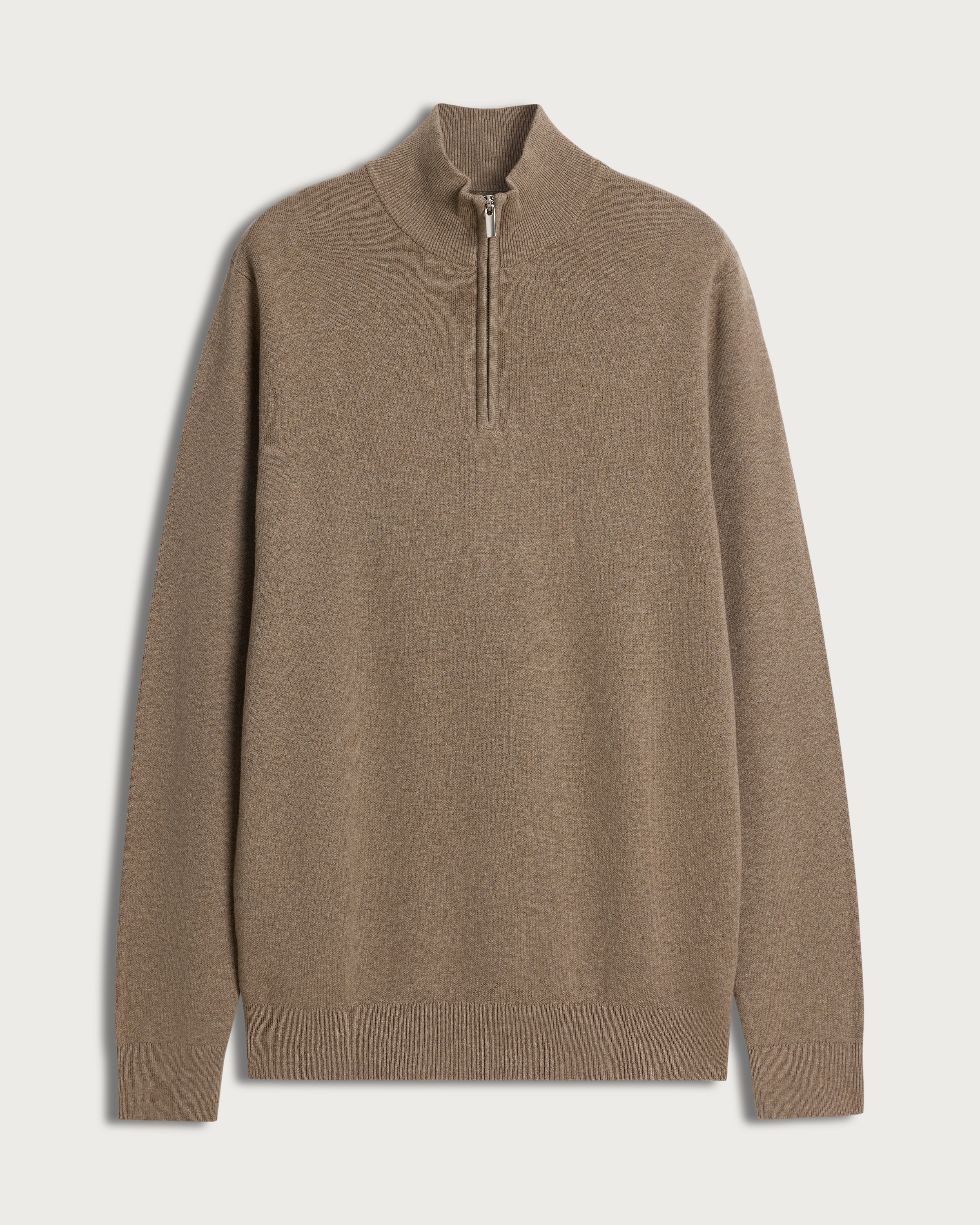 F&F Pure Cotton Knitted Half Zip Jumper in Neutral thumbnail 4