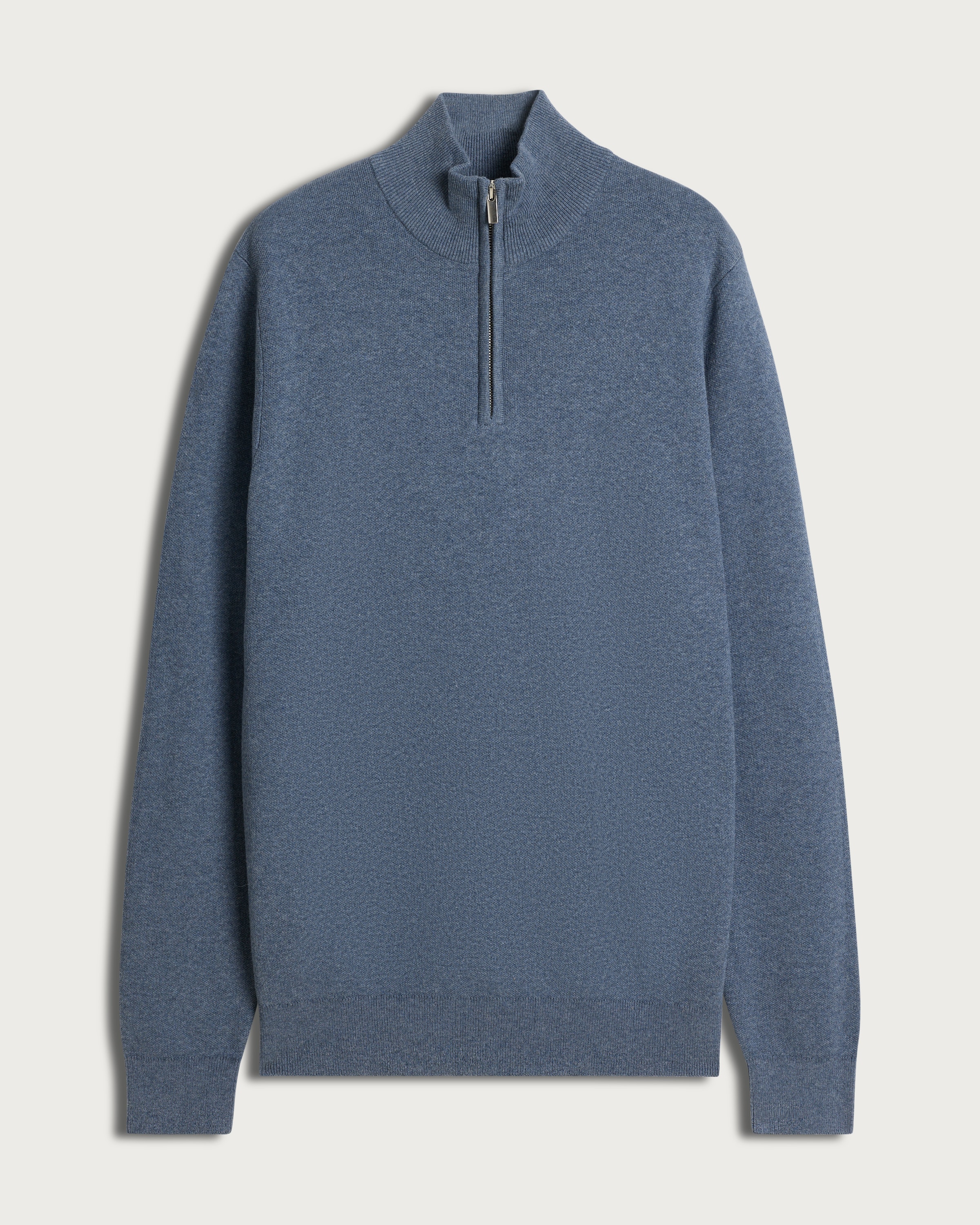 F&F Pure Cotton Knitted Half Zip Jumper in Blue thumbnail 4
