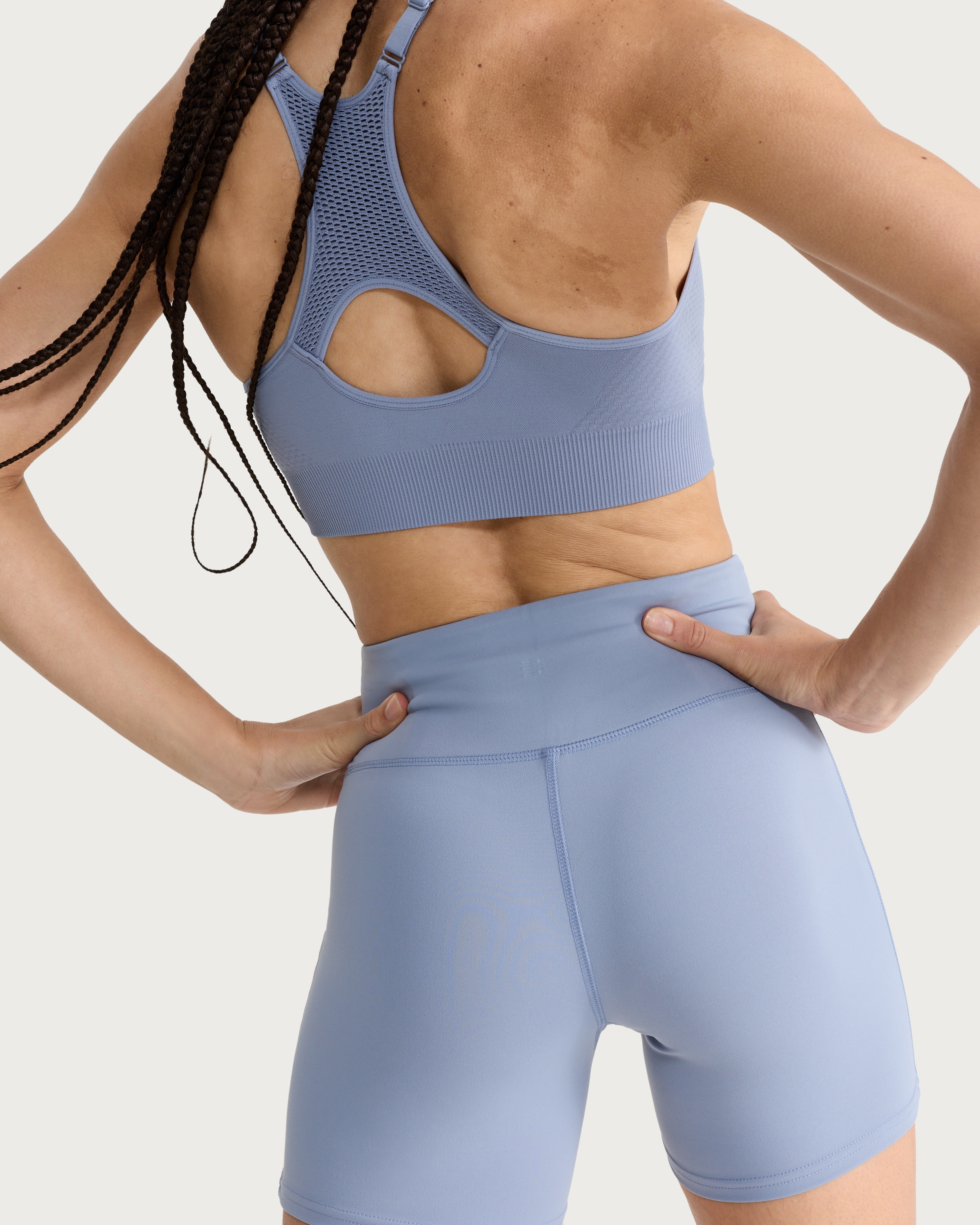 F&F Active EVERYHOUR High Waisted Cycling Shorts in Blue thumbnail 3