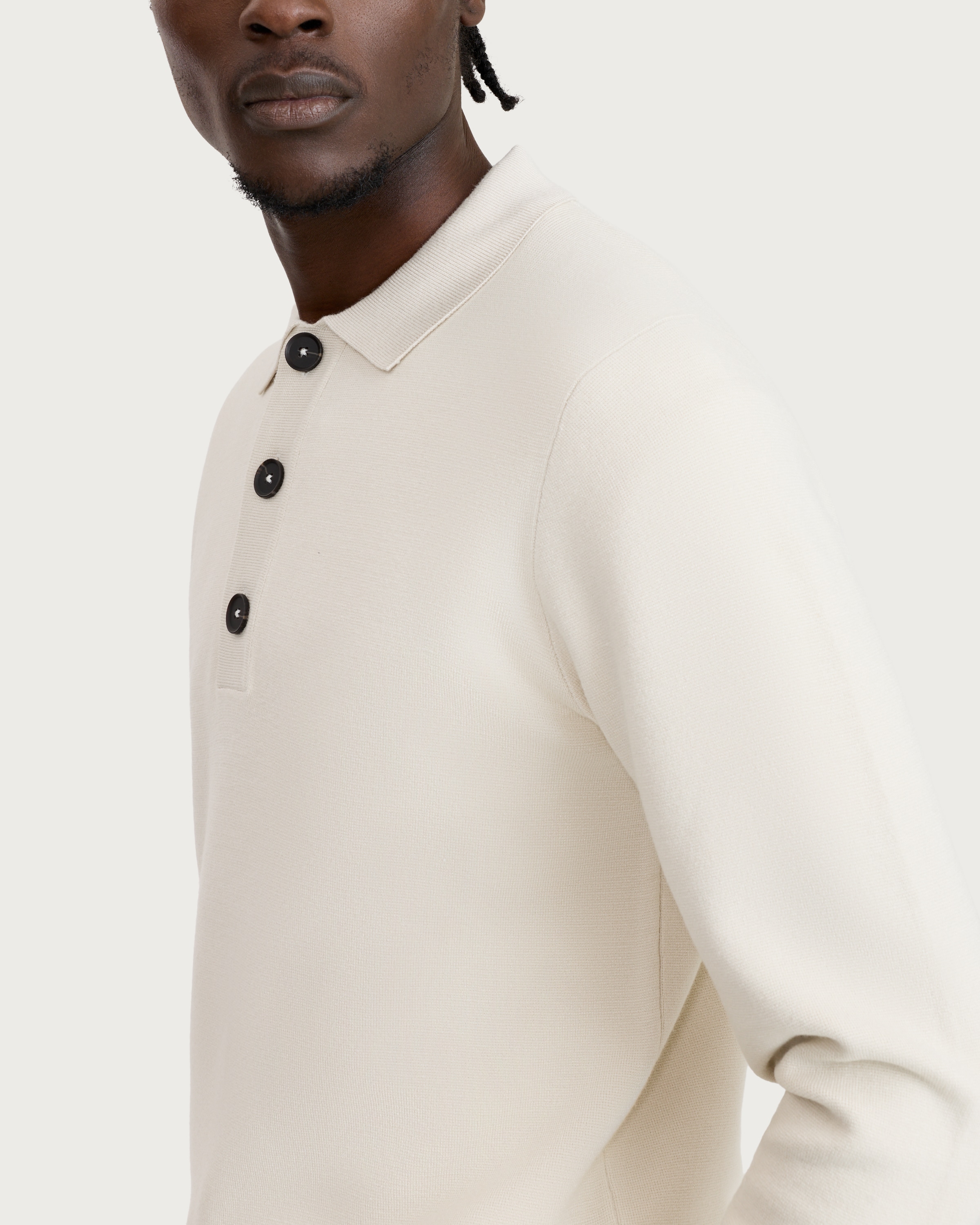 F&F Knitted Long Sleeved Polo Jumper in Ecru thumbnail 2