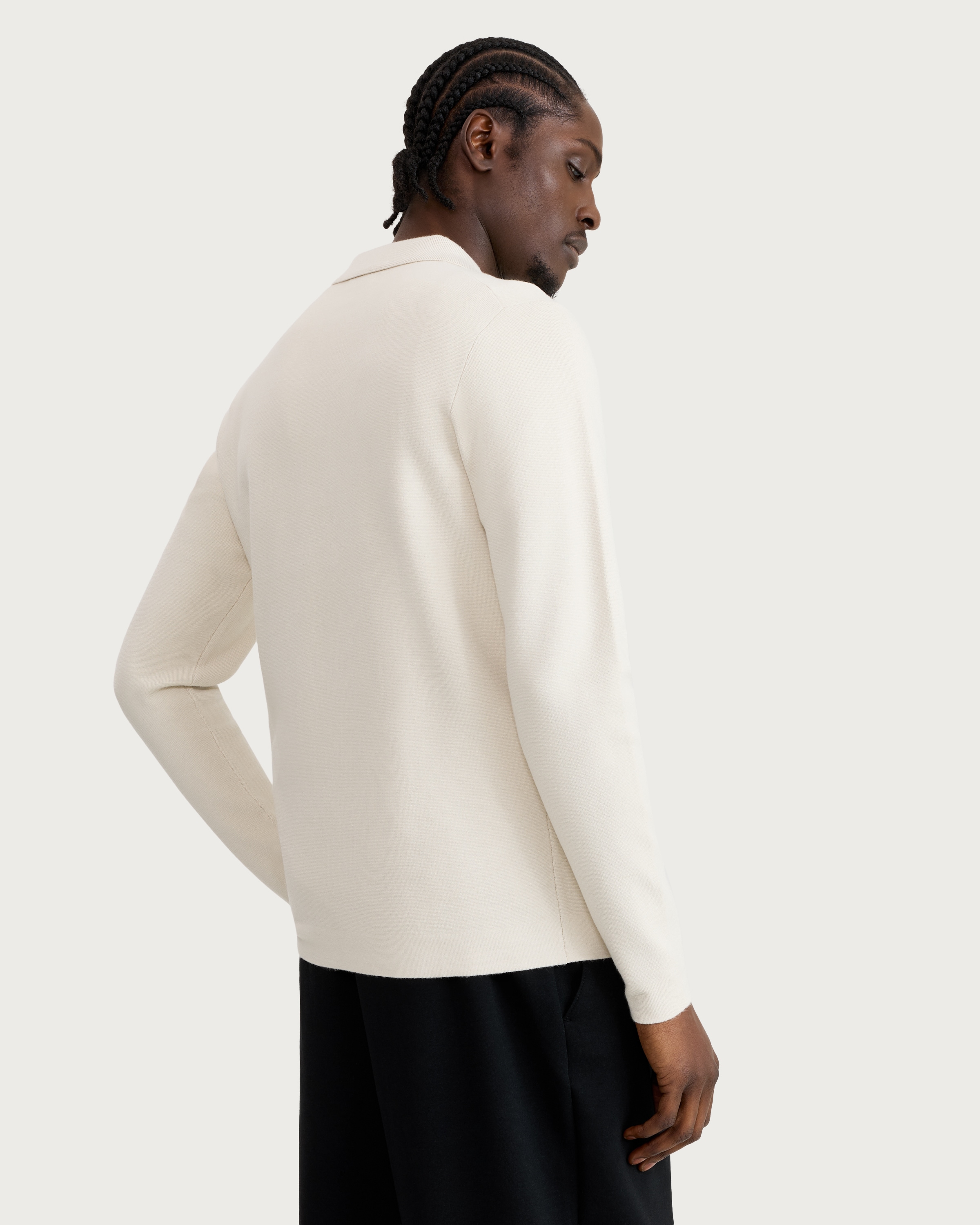 F&F Knitted Long Sleeved Polo Jumper in Ecru thumbnail 3
