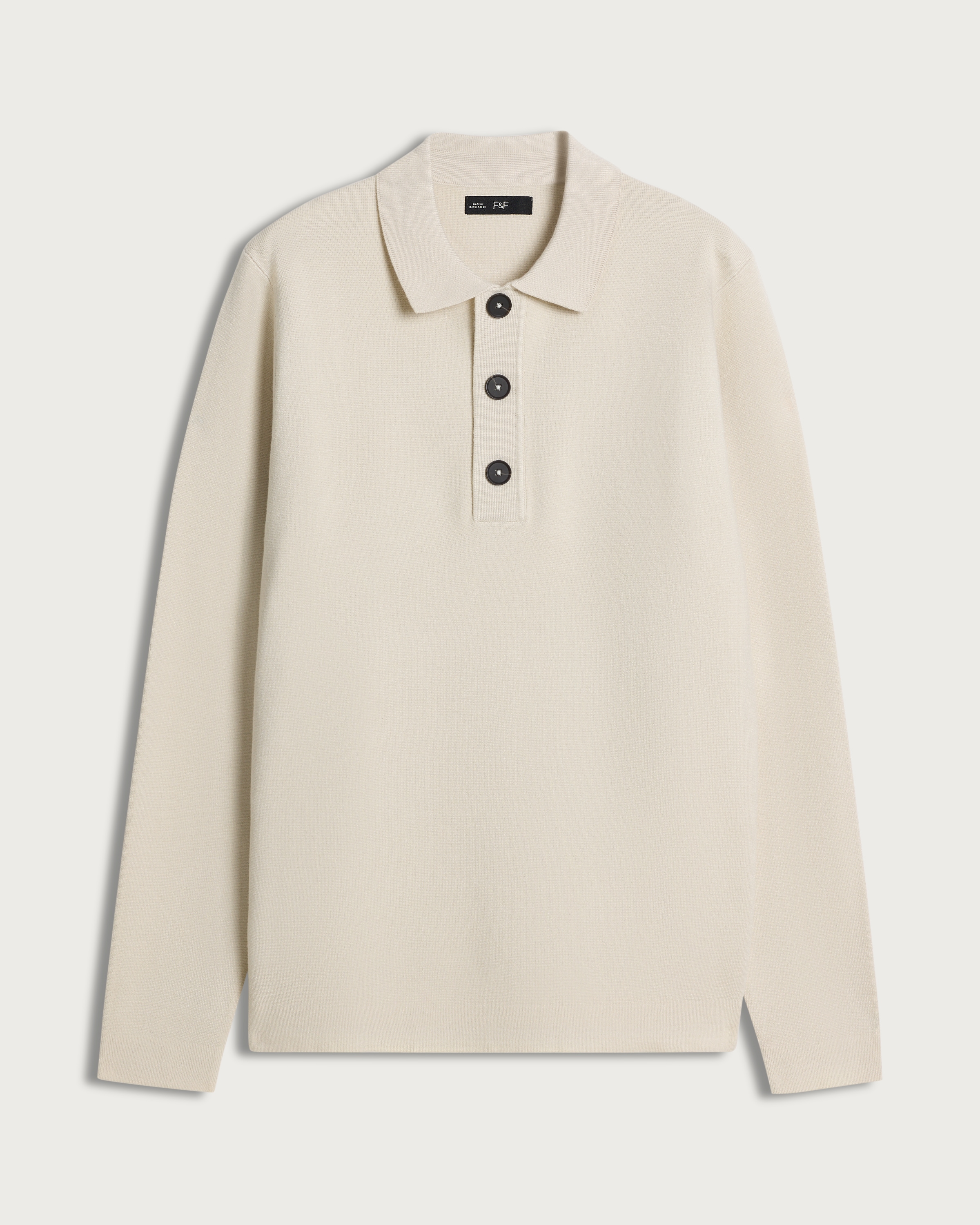 F&F Knitted Long Sleeved Polo Jumper in Ecru thumbnail 4