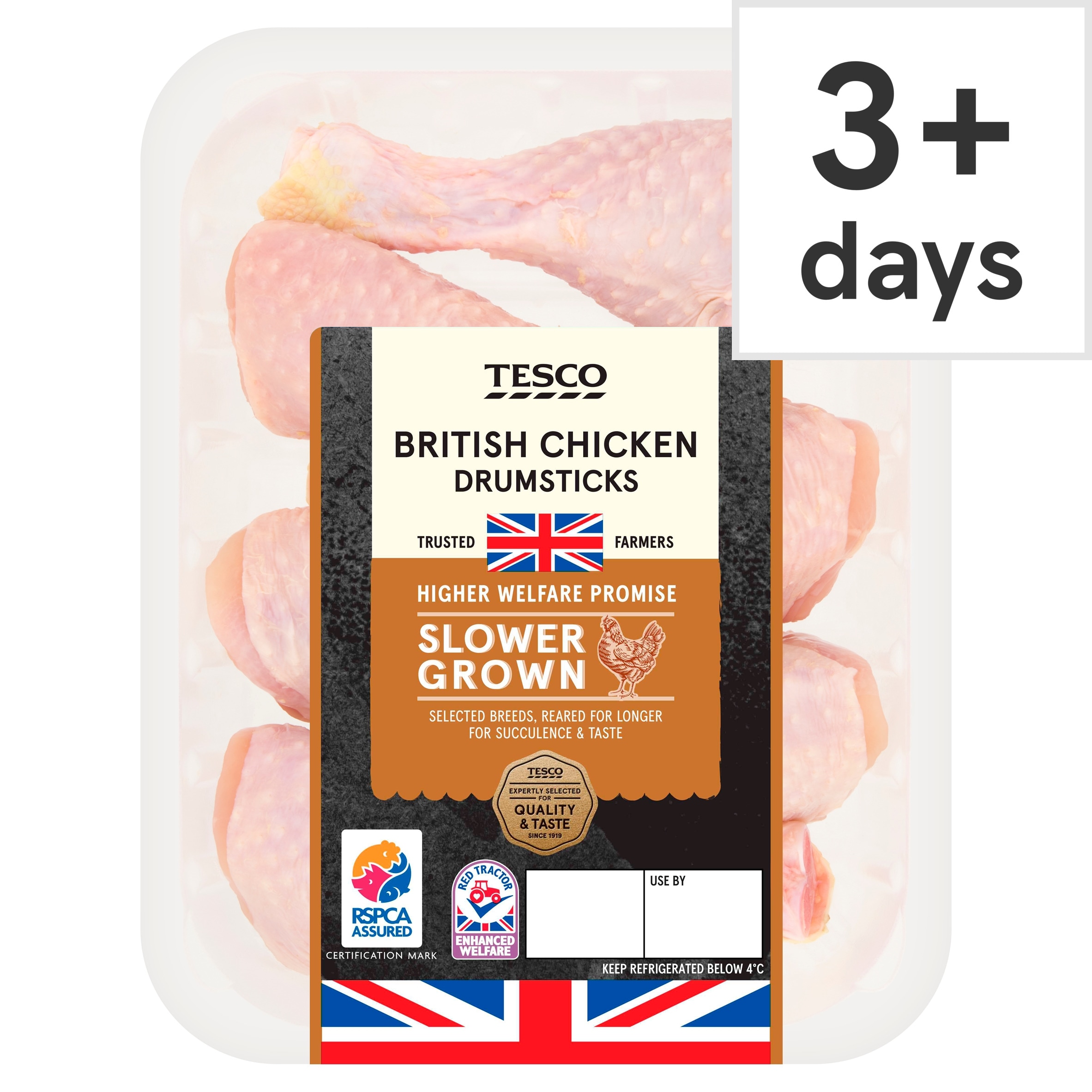 Tesco Slower Grown Chicken Drumsticks 600g