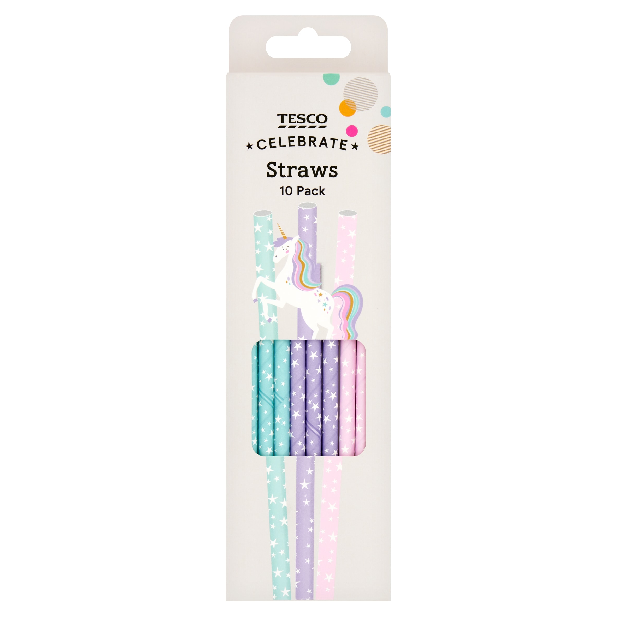 Tesco Unicorn Straws 10 Pack
