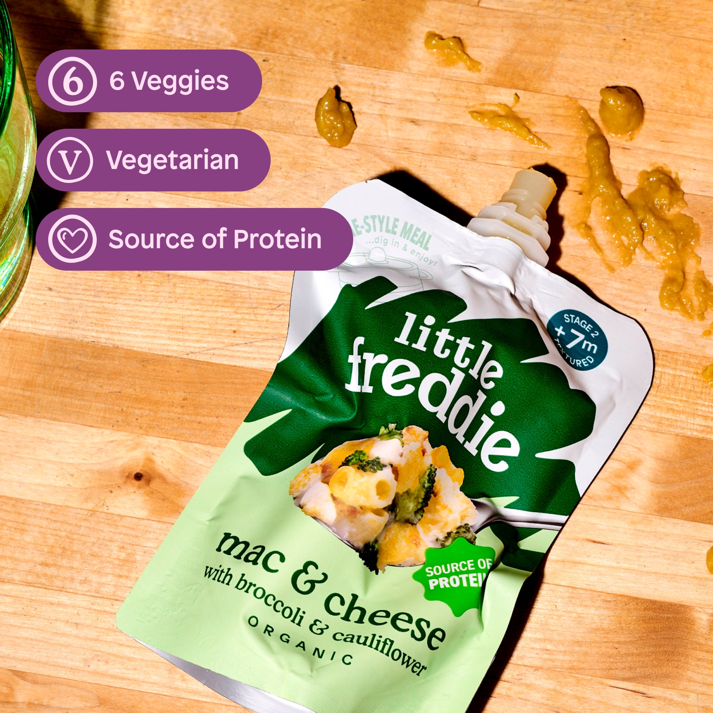 Little Freddie Organic Mac and Cheese with Broccoli & Cauliflower Baby Food Pouch Single 7m+ 130g thumbnail 5