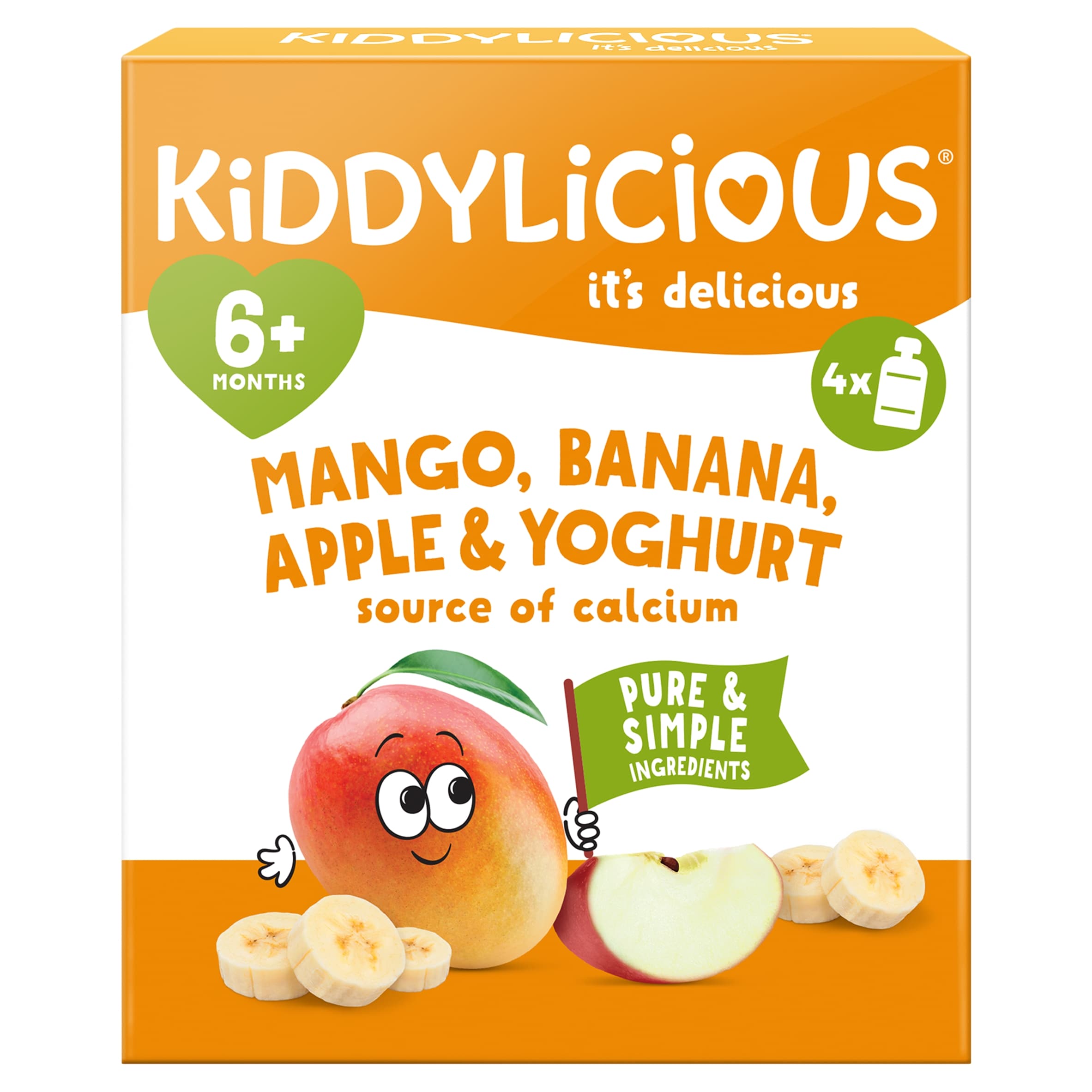 Kiddylicious Mango, Banana, Apple & Yoghurt Pouch 4x100g