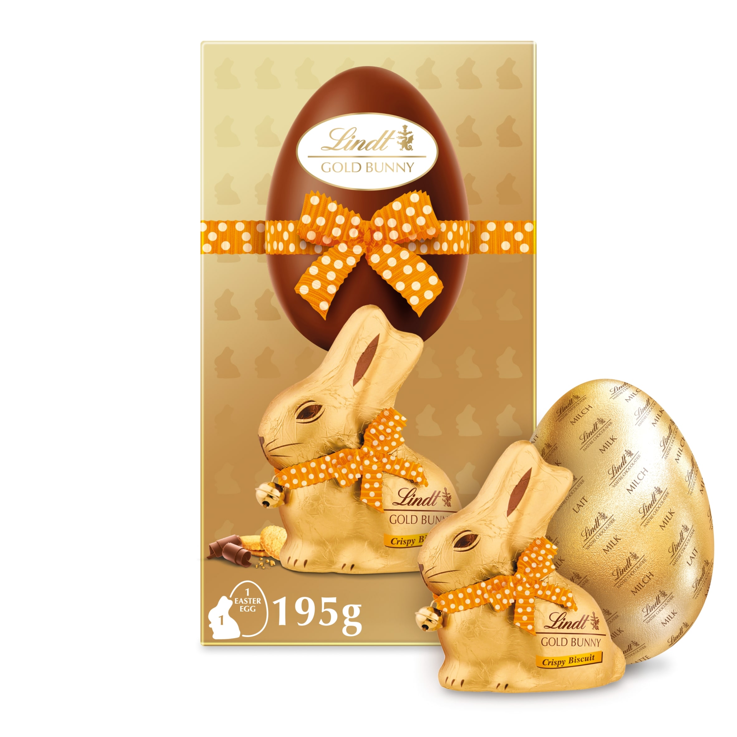 Lindt Gold Bunny Milk Chocolate Egg with Biscuit 195g
