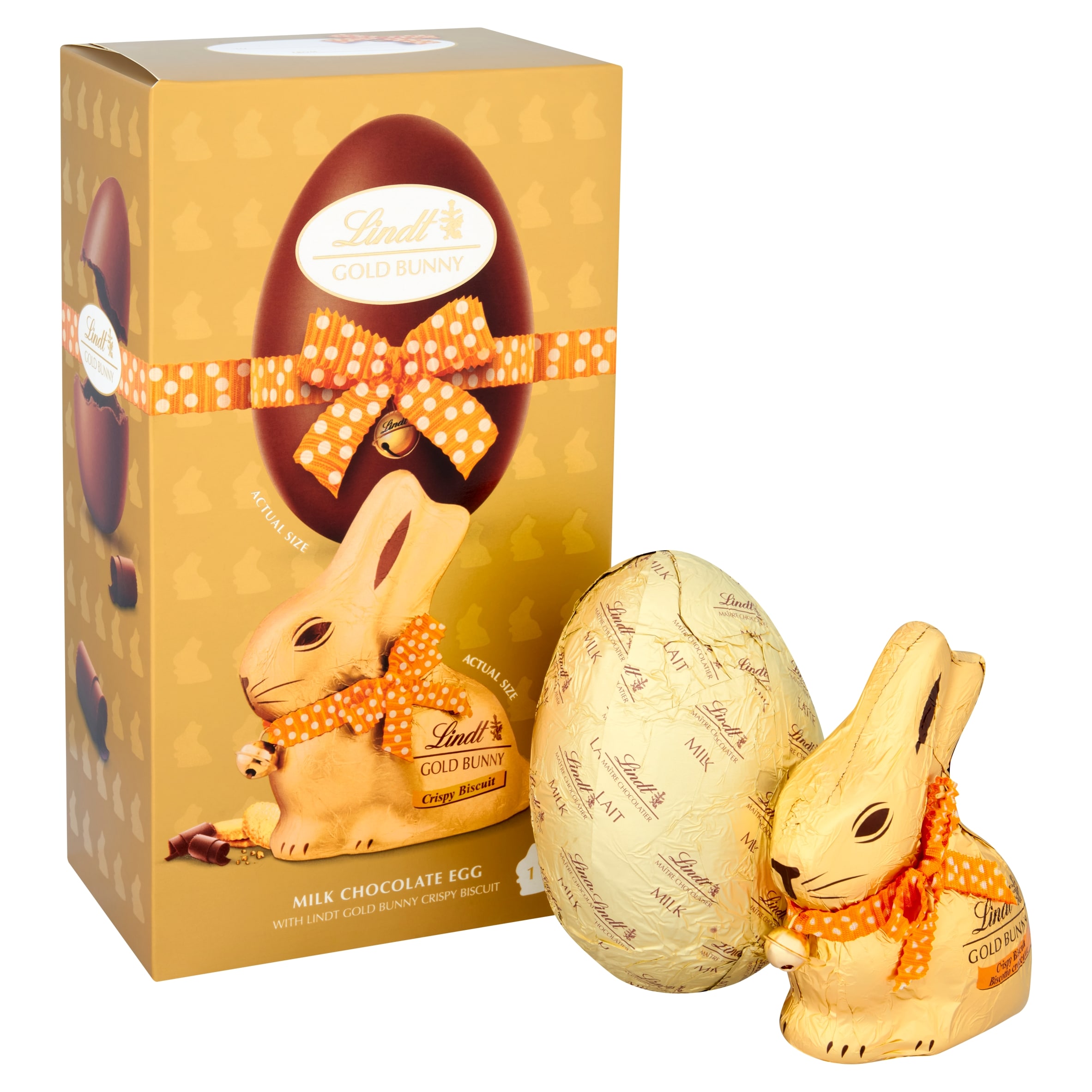 Lindt Gold Bunny Milk Chocolate Egg with Biscuit 195g thumbnail 2