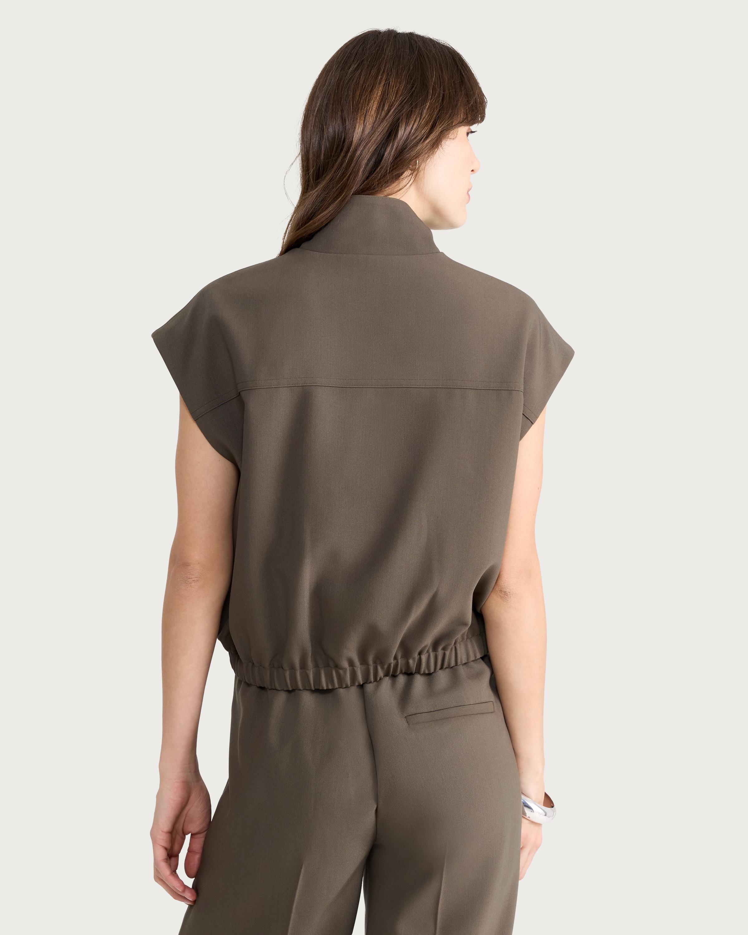 The F&F Edit Sleeveless Gilet in Khaki thumbnail 3