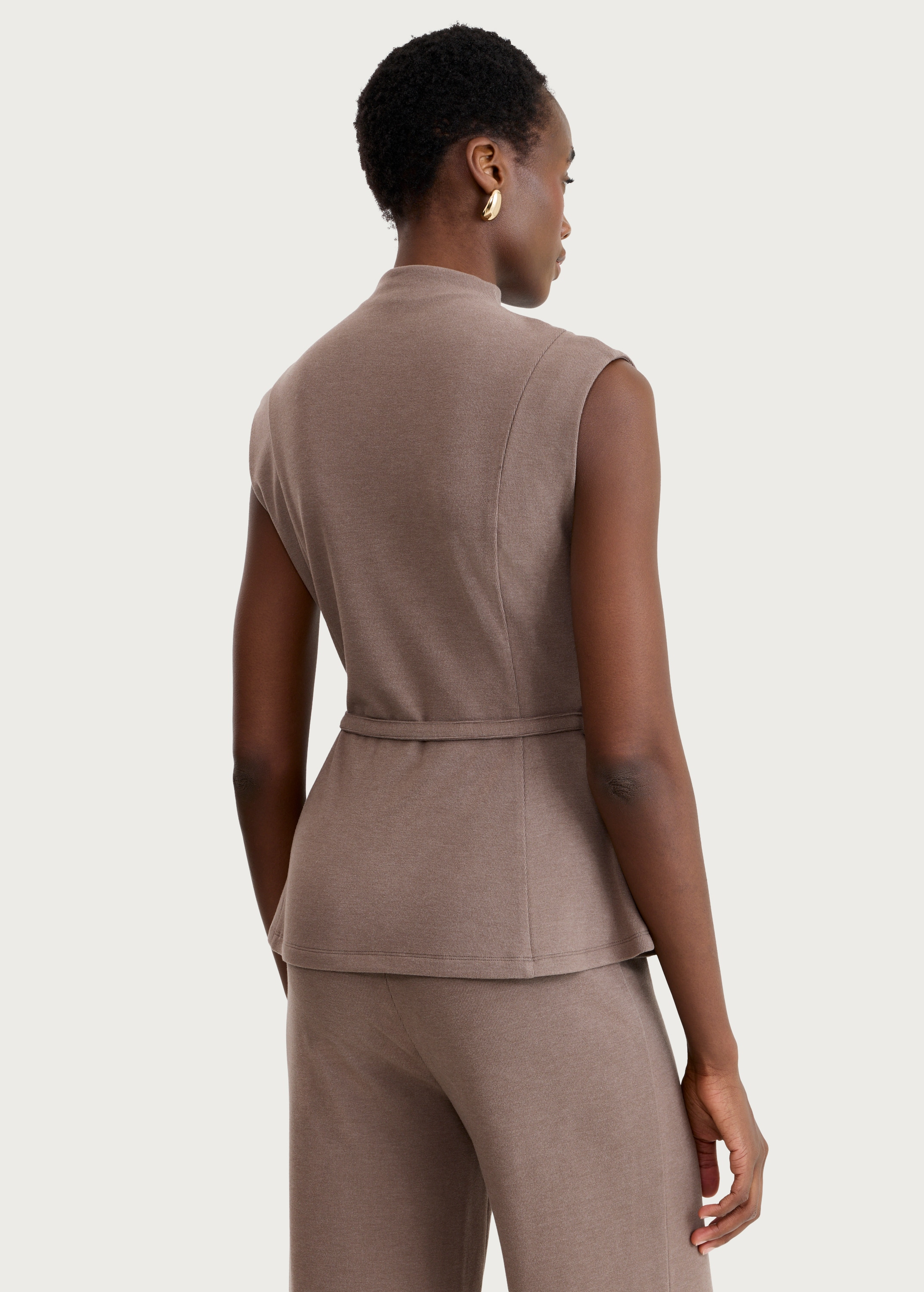 F&F Belted Sleeveless Peplum Hem Co-ord Top in Mink thumbnail 3