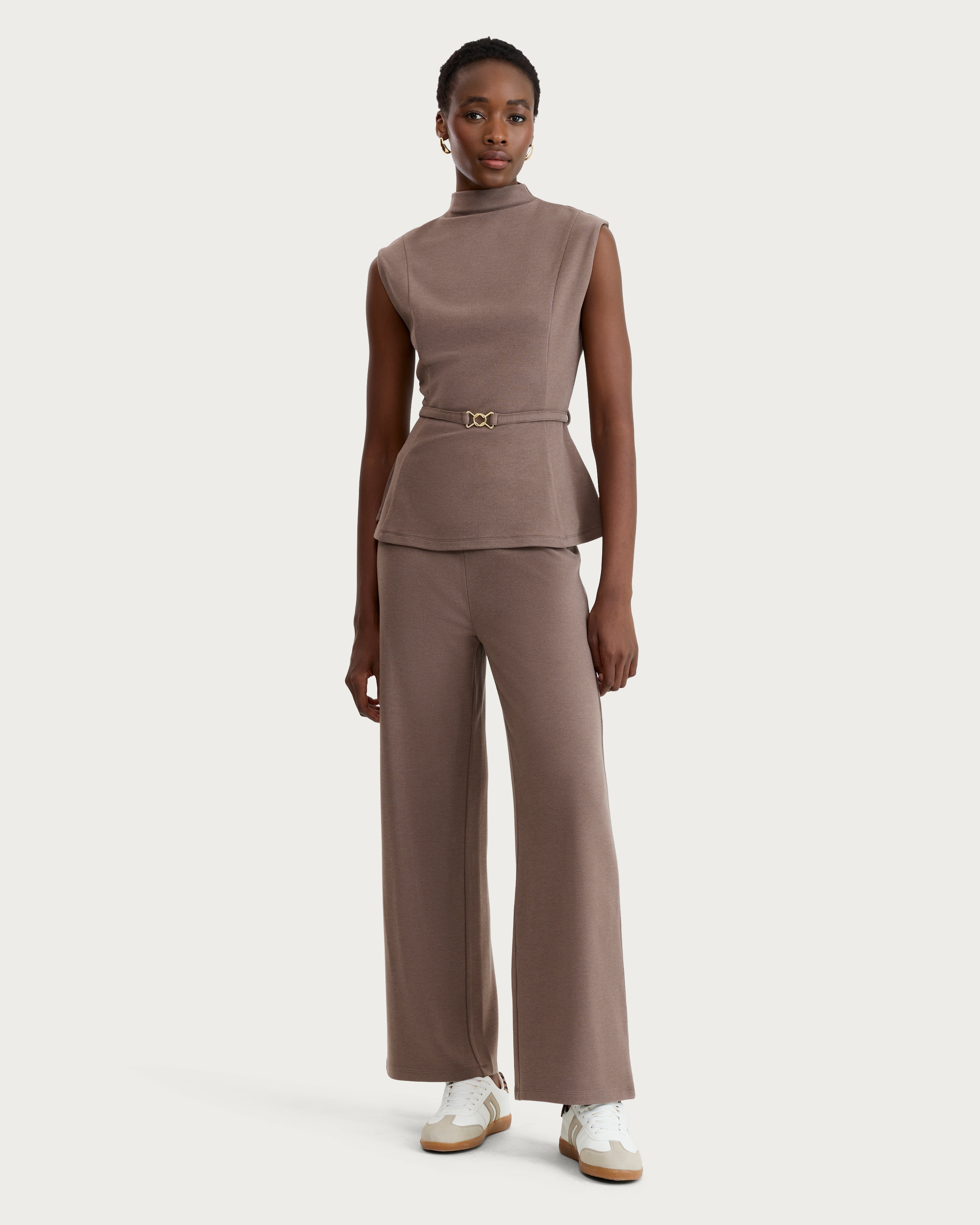 F&F Wide Leg Co-ord Trousers in Mink