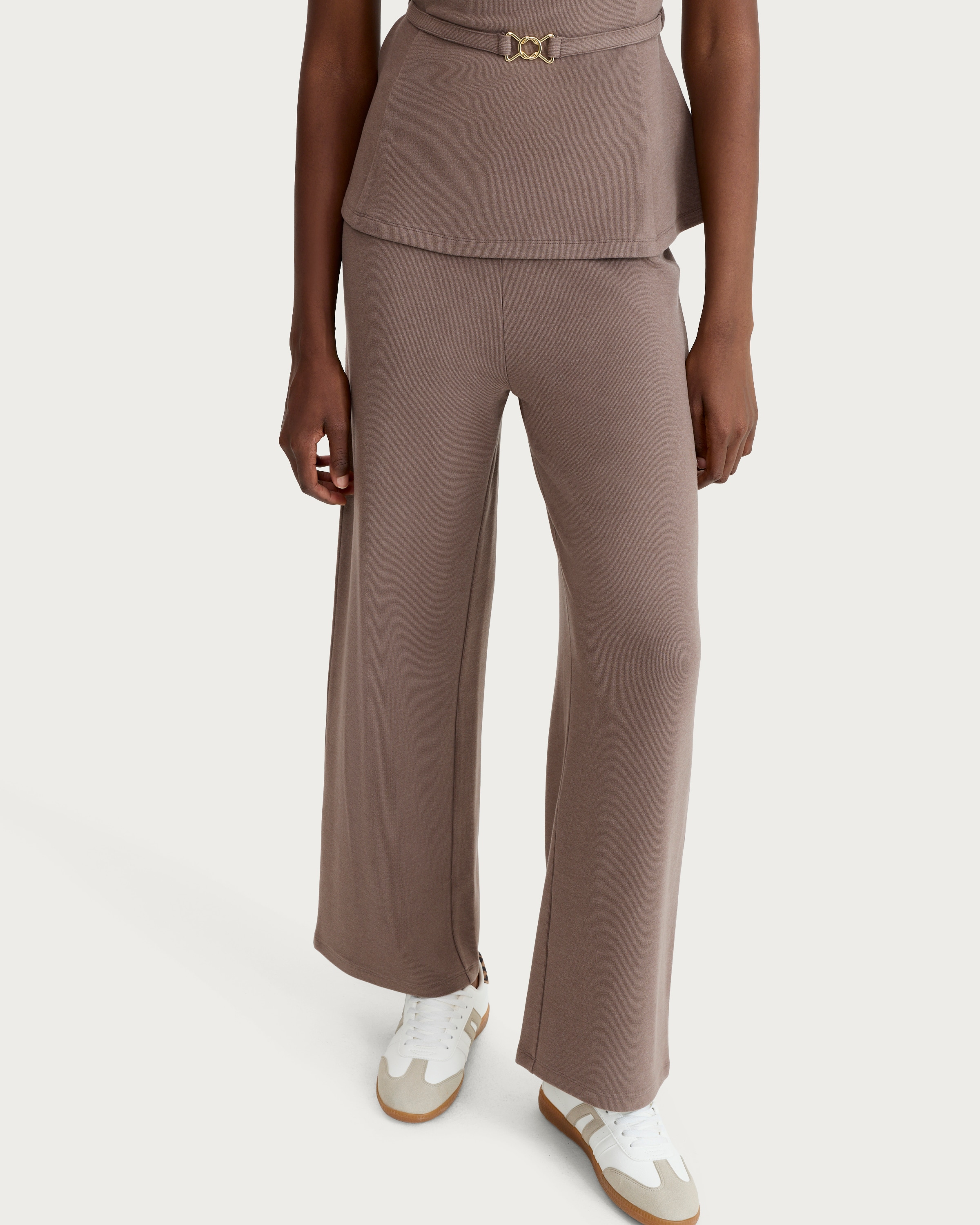 F&F Wide Leg Co-ord Trousers in Mink thumbnail 2
