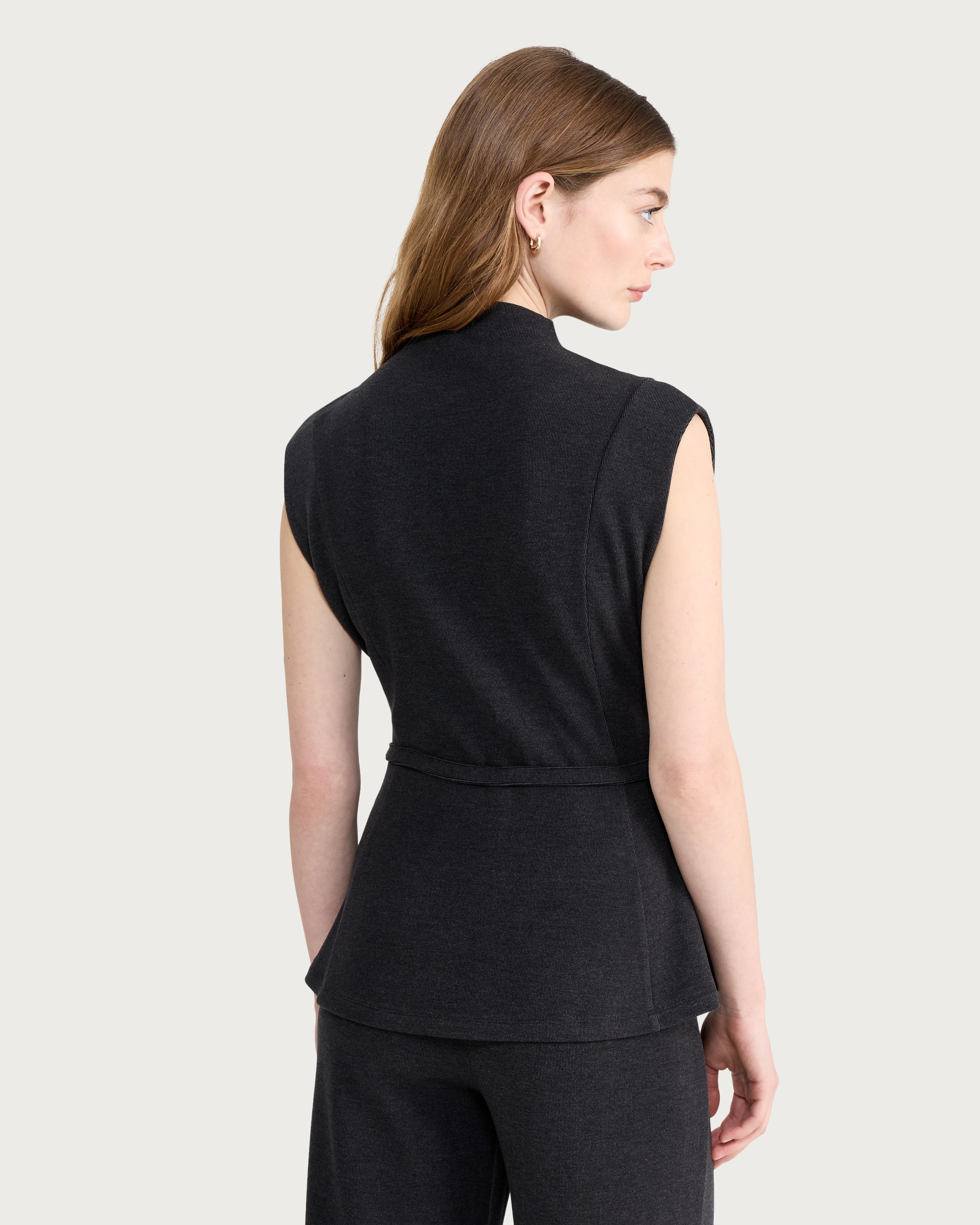 F&F Belted Sleeveless Peplum Hem Co-ord Top in Grey thumbnail 3
