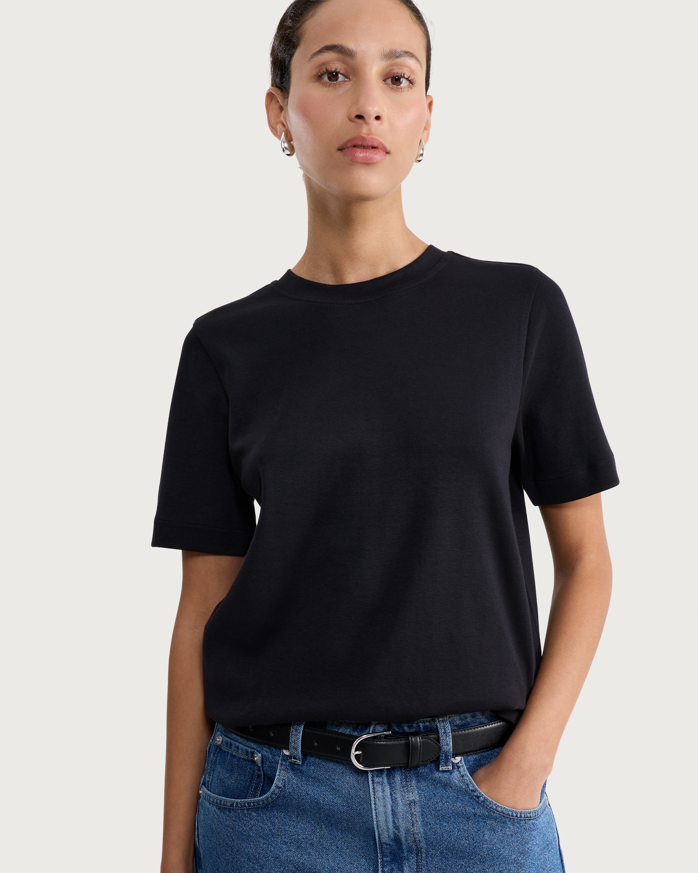 F&F Pure Cotton Heavyweight Crew Neck T-Shirt in Black