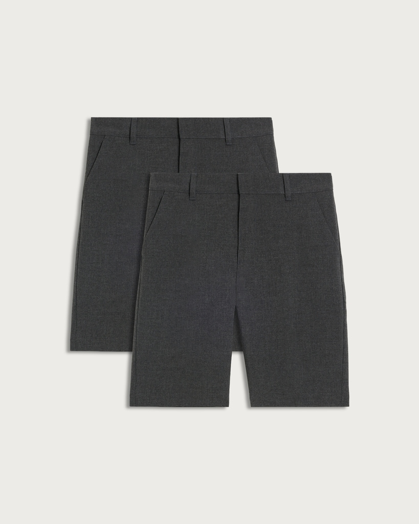 F&F School Boys 2-Pack Slim Fit Shorts in Grey thumbnail 4
