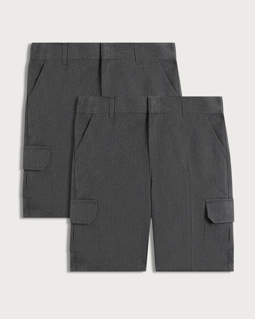 F&F School Boys 2-Pack Cargo Shorts in Grey thumbnail 4