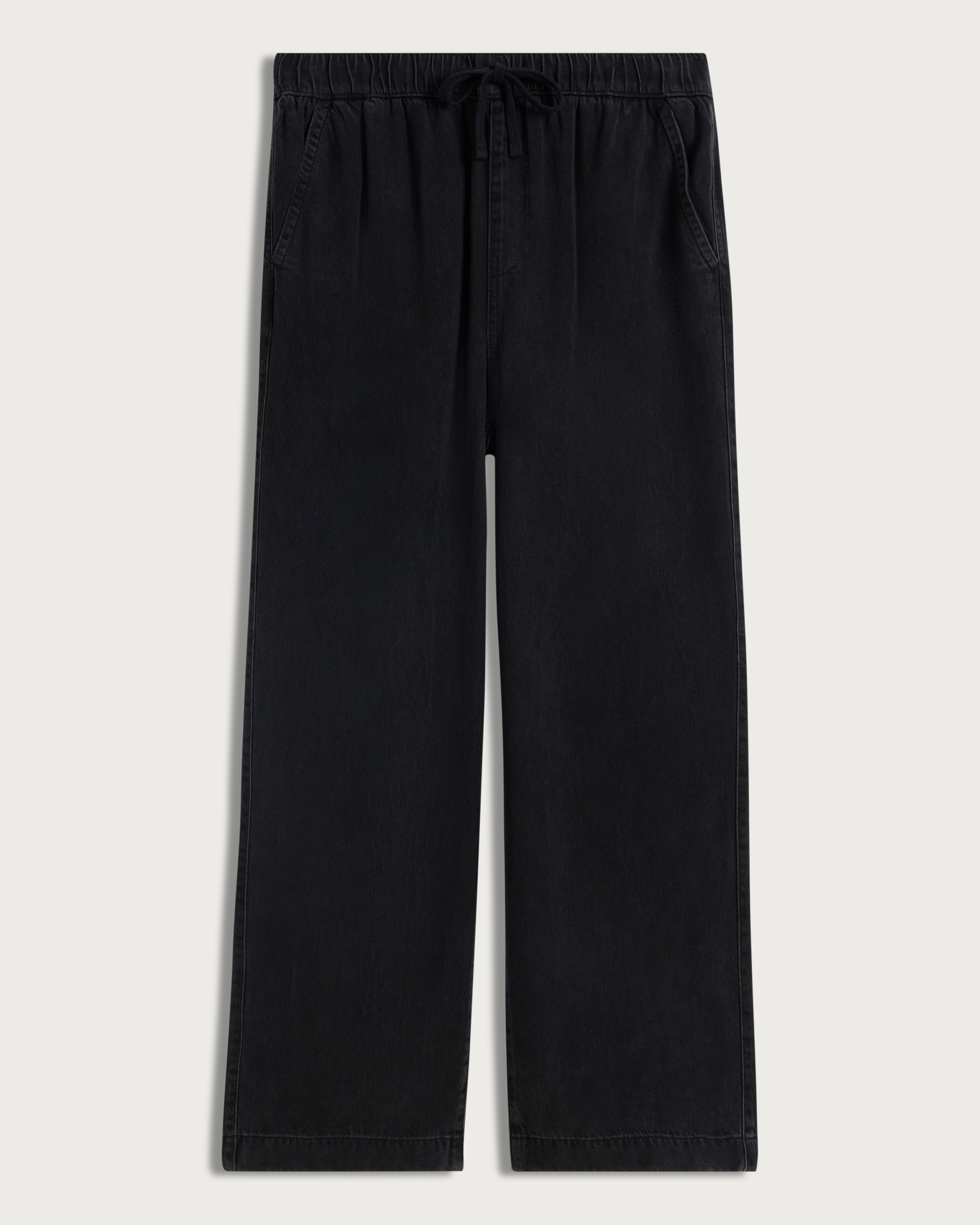 F&F Pure Lyocell Drawstring Wide Leg Trousers in Black thumbnail 4