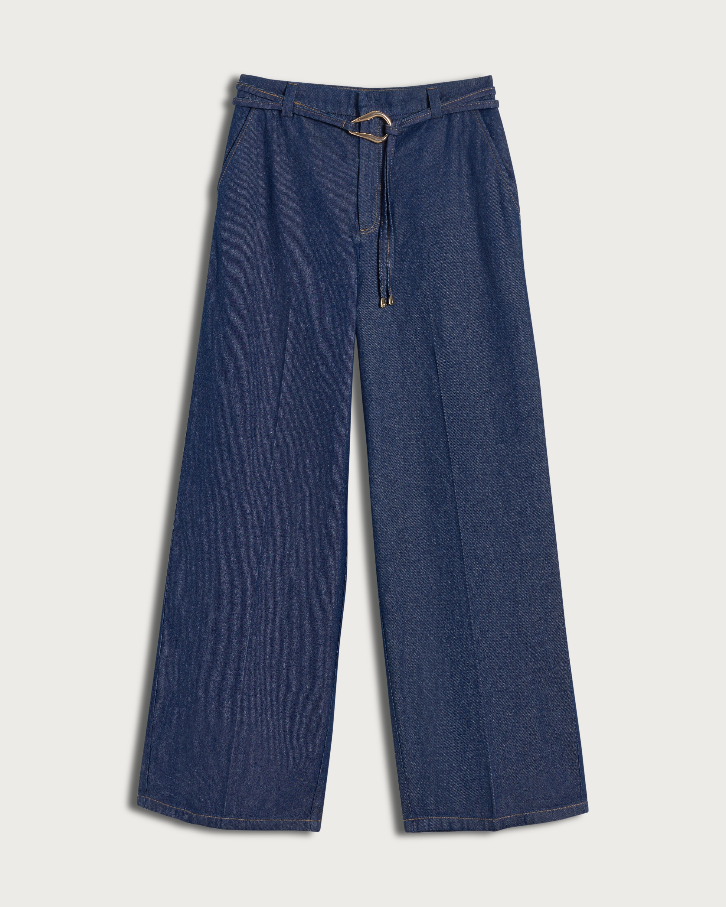 F&F Wide Leg Belted Jeans in Navy thumbnail 4