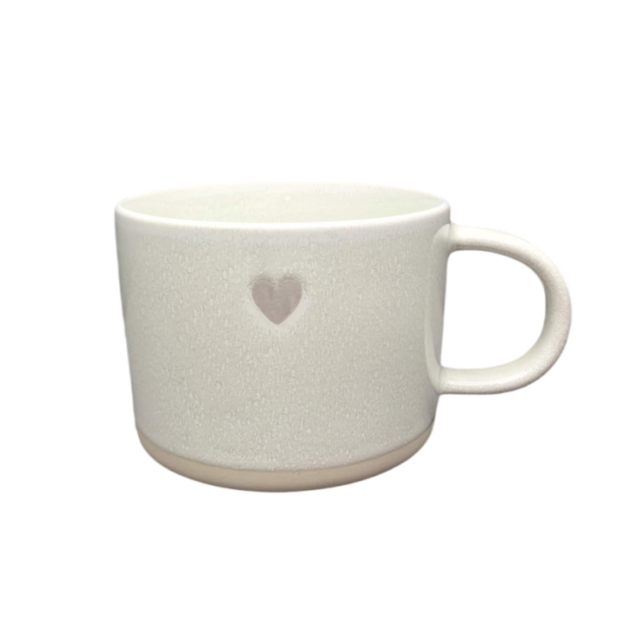 F&F Home Cream Debossed Heart Mug