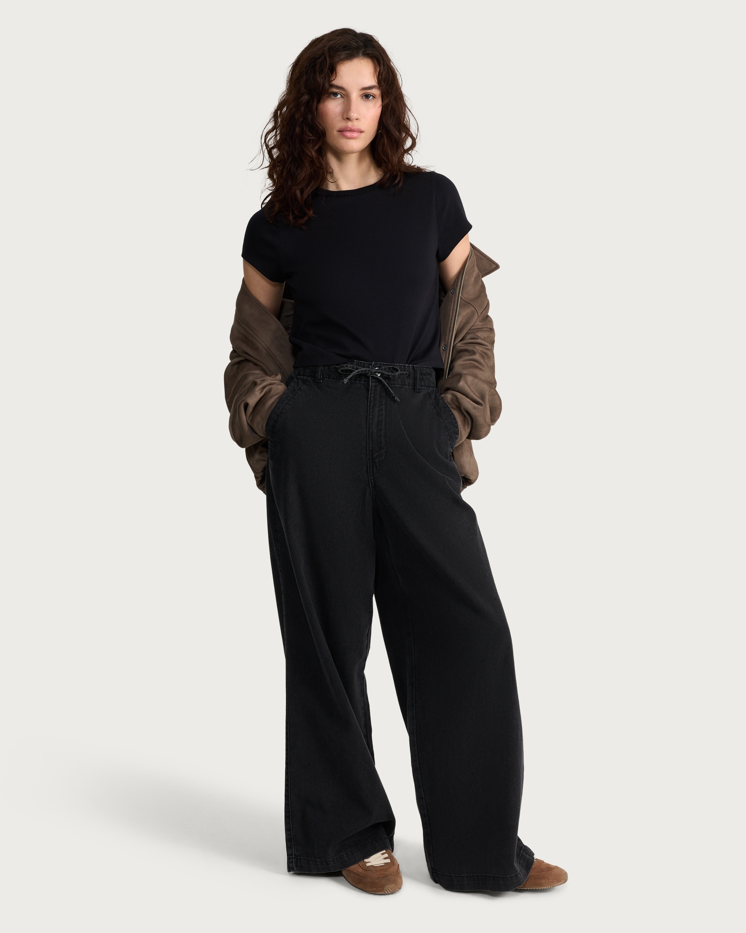 F&F Cotton Rich Short Sleeved Cropped T-Shirt in Black thumbnail 2
