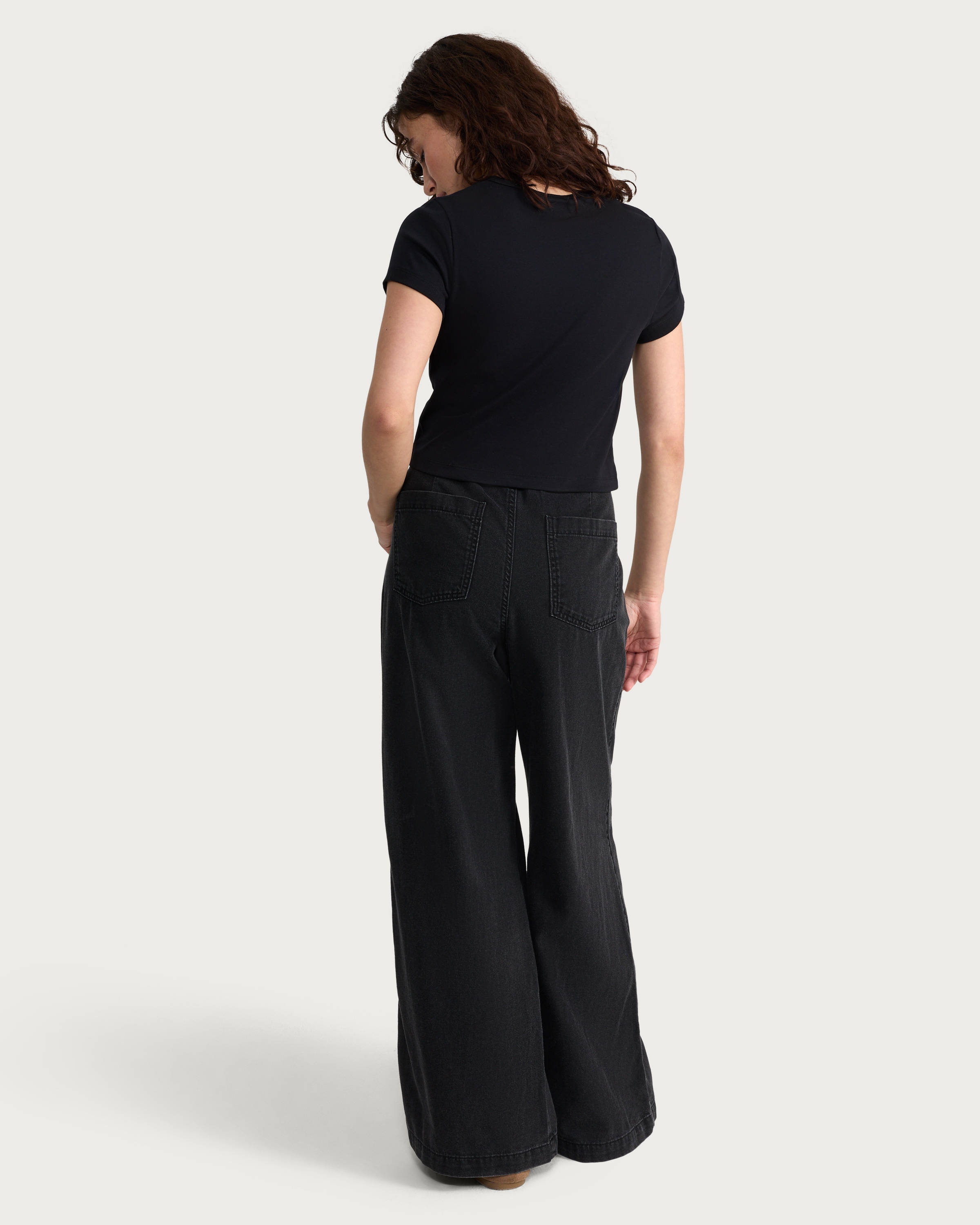 F&F Cotton Rich Short Sleeved Cropped T-Shirt in Black thumbnail 3