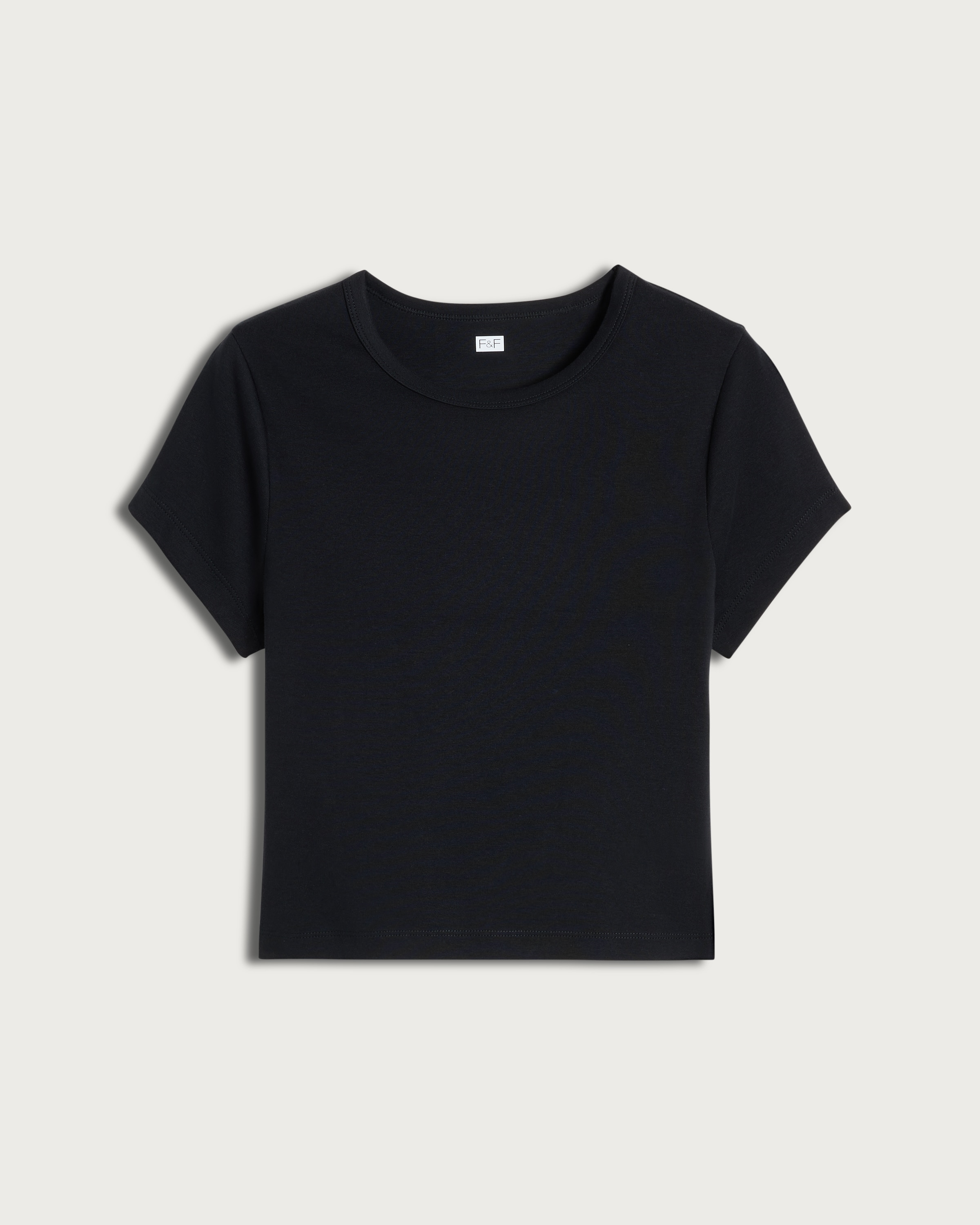 F&F Cotton Rich Short Sleeved Cropped T-Shirt in Black thumbnail 4