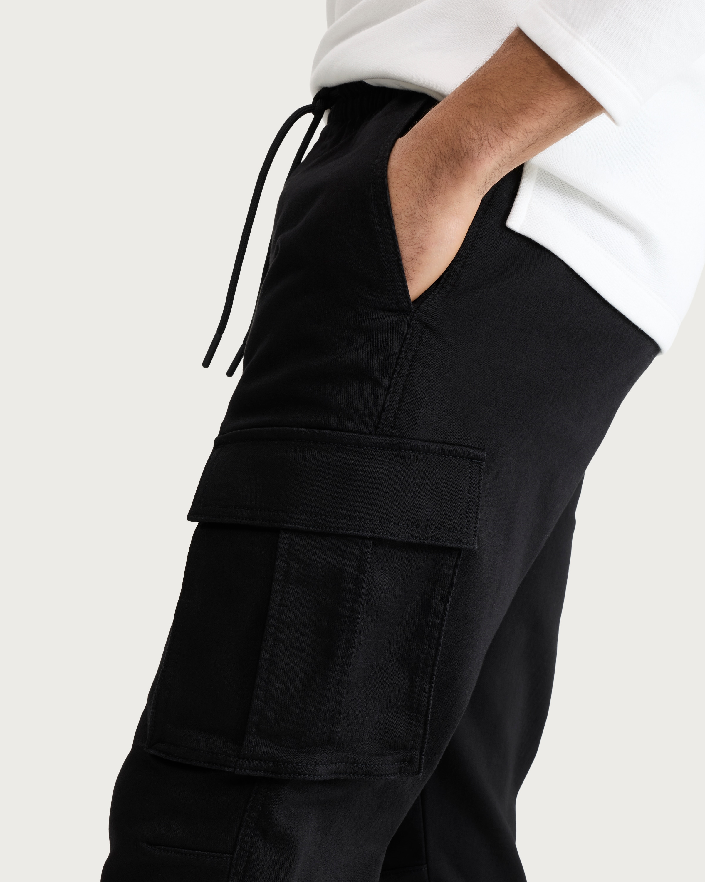 F&F Cotton Rich Drawstring Cuffed Cargo Trousers in Black thumbnail 2