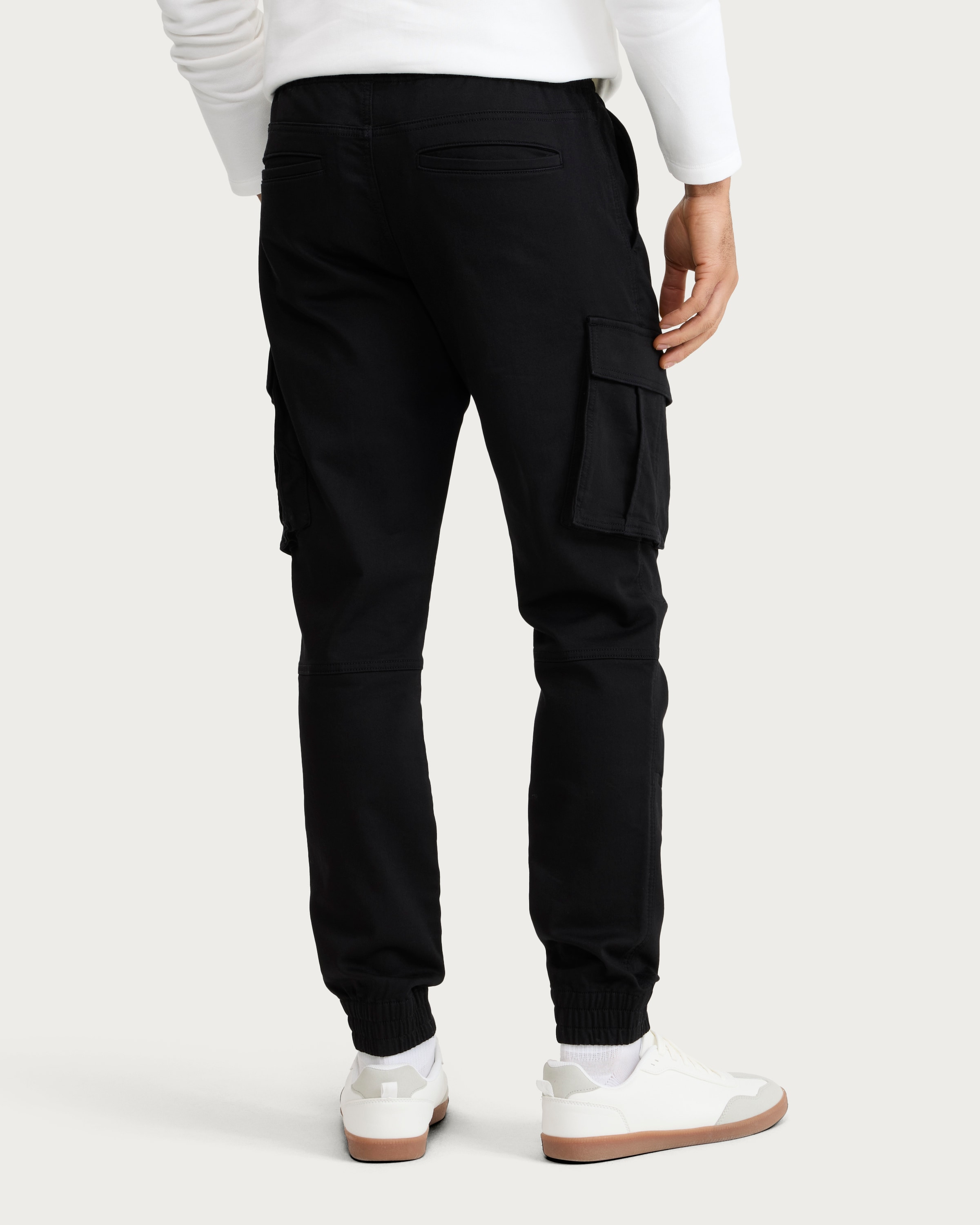 F&F Cotton Rich Drawstring Cuffed Cargo Trousers in Black thumbnail 3