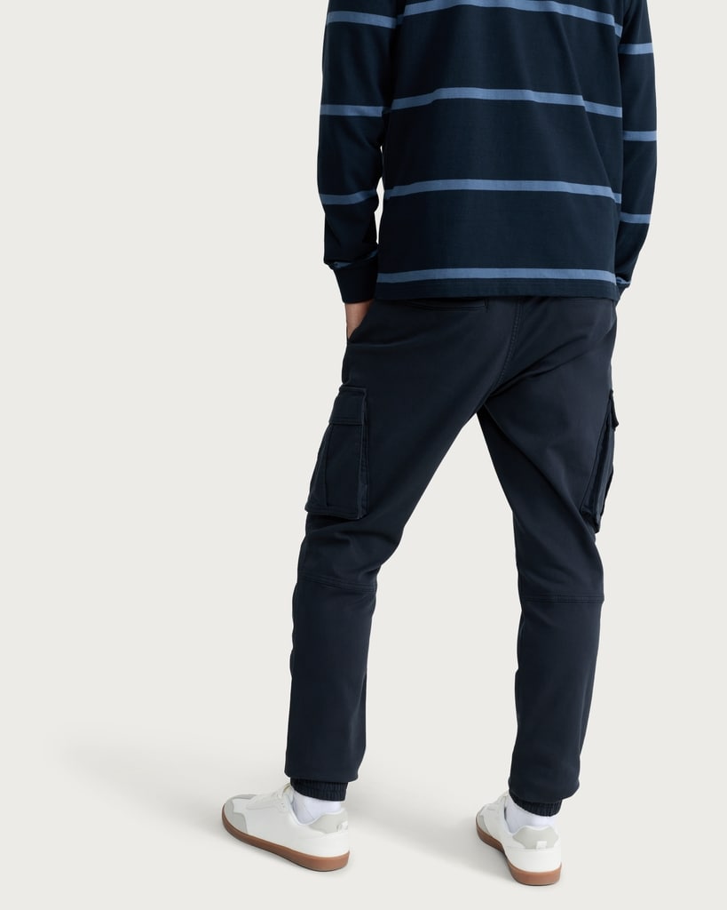 F&F Cotton Rich Drawstring Cuffed Cargo Trousers in Navy thumbnail 3