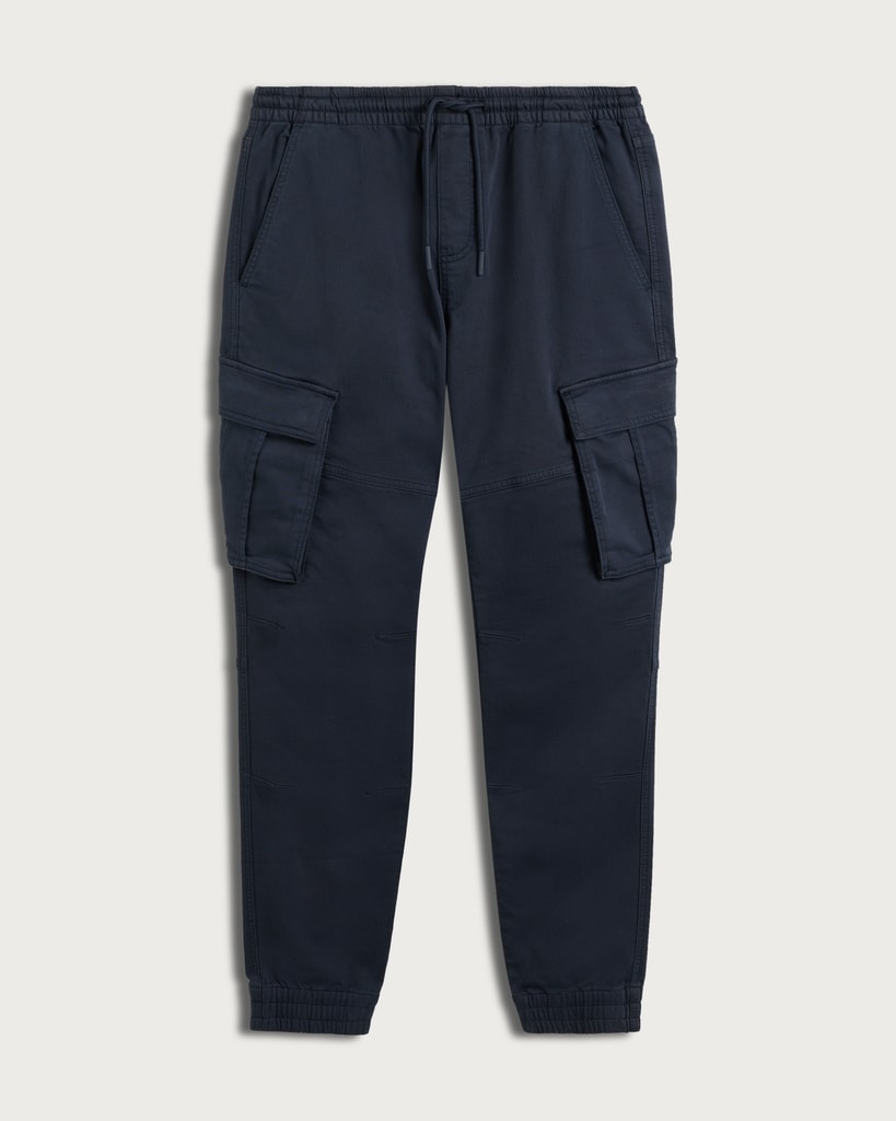 F&F Cotton Rich Drawstring Cuffed Cargo Trousers in Navy thumbnail 4