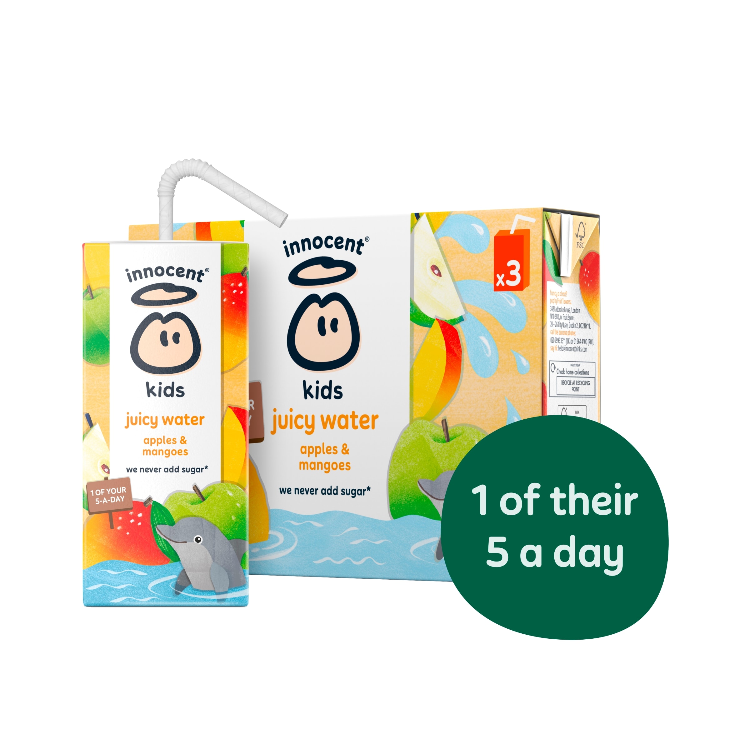innocent Kids Juicy Water Apple and Mango 3 x 200ml thumbnail 2