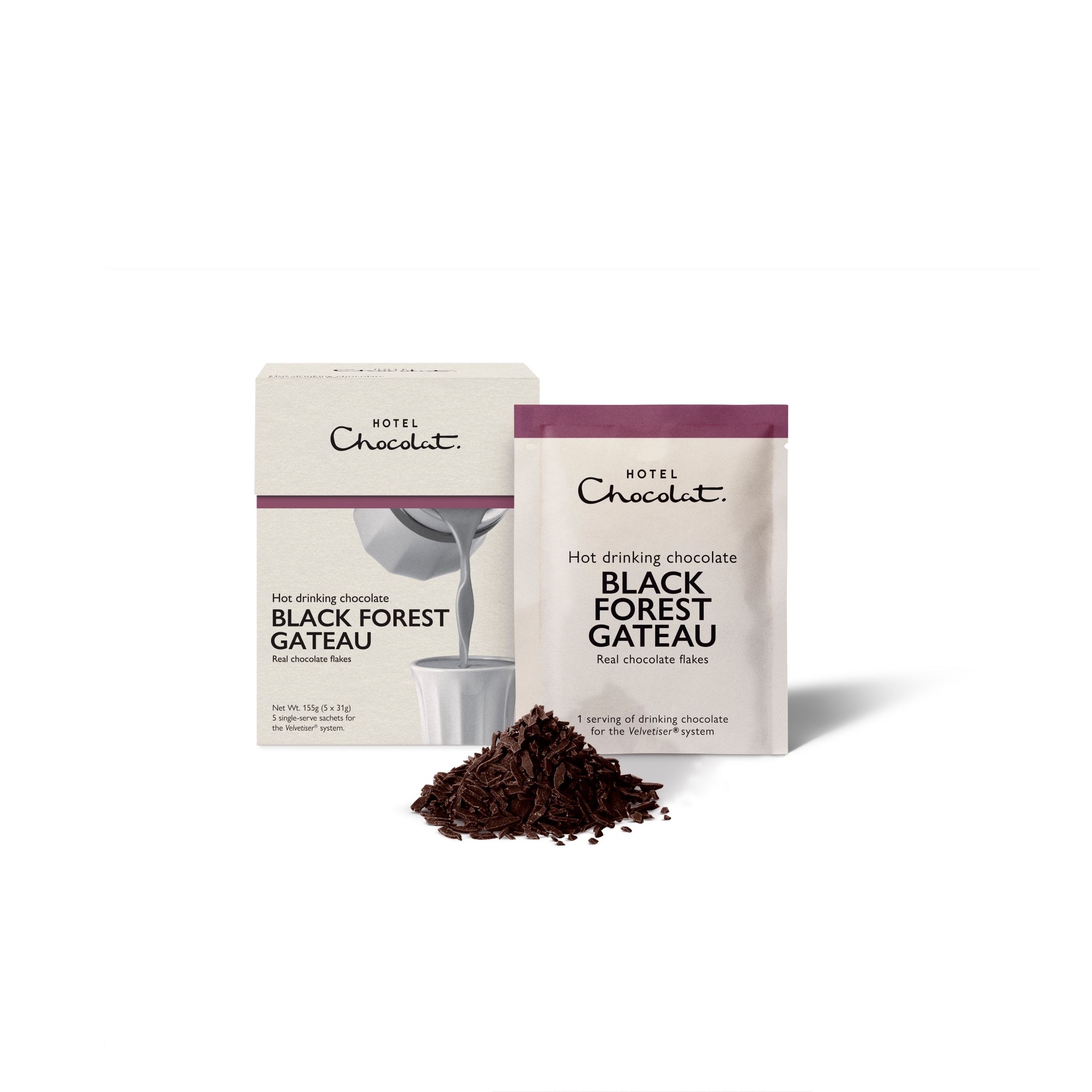 Hotel Chocolat Hot Drinking Chocolate Black Forest Gateau 5 x 31g thumbnail 2