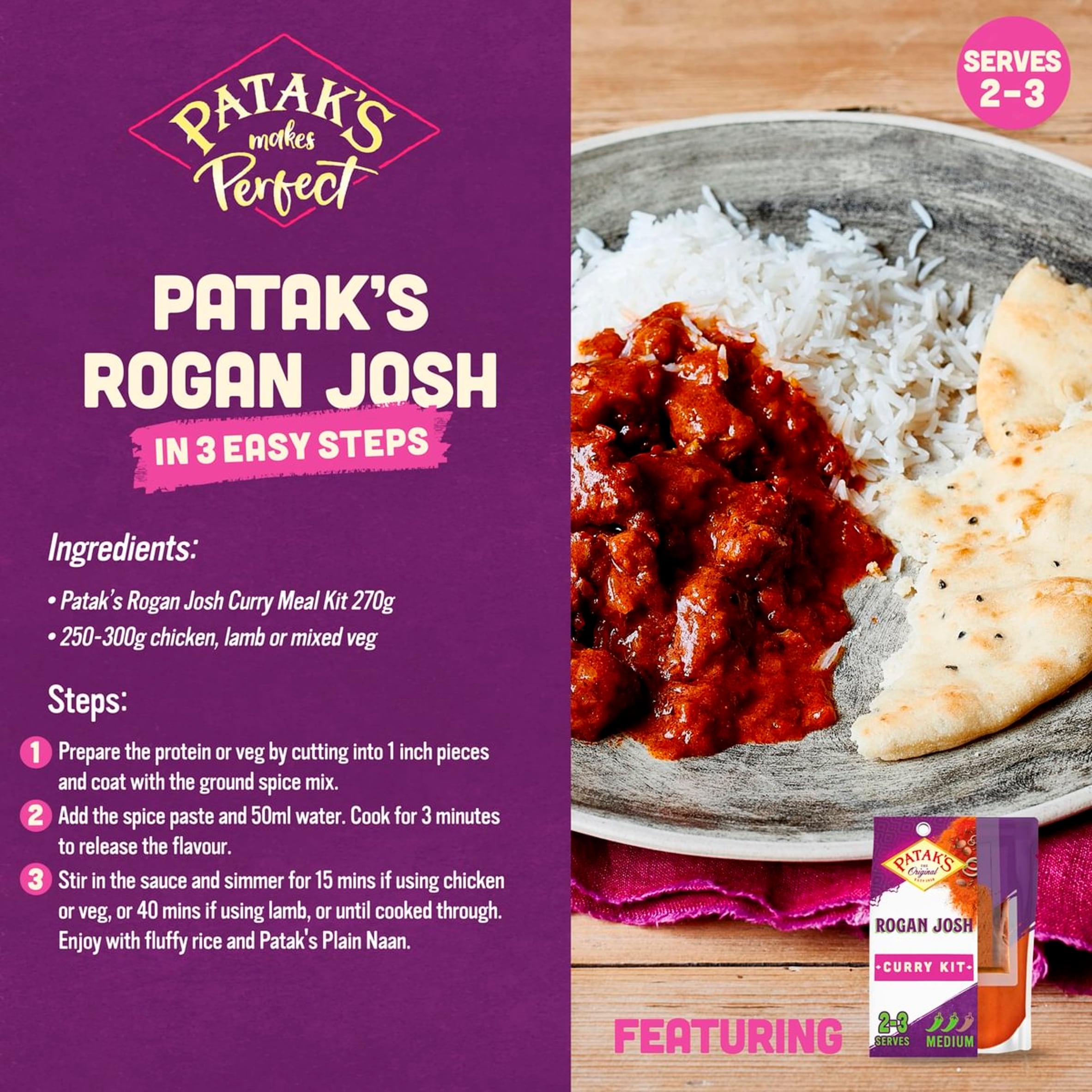 Patak's Rogan Josh Curry Kit 270g thumbnail 2