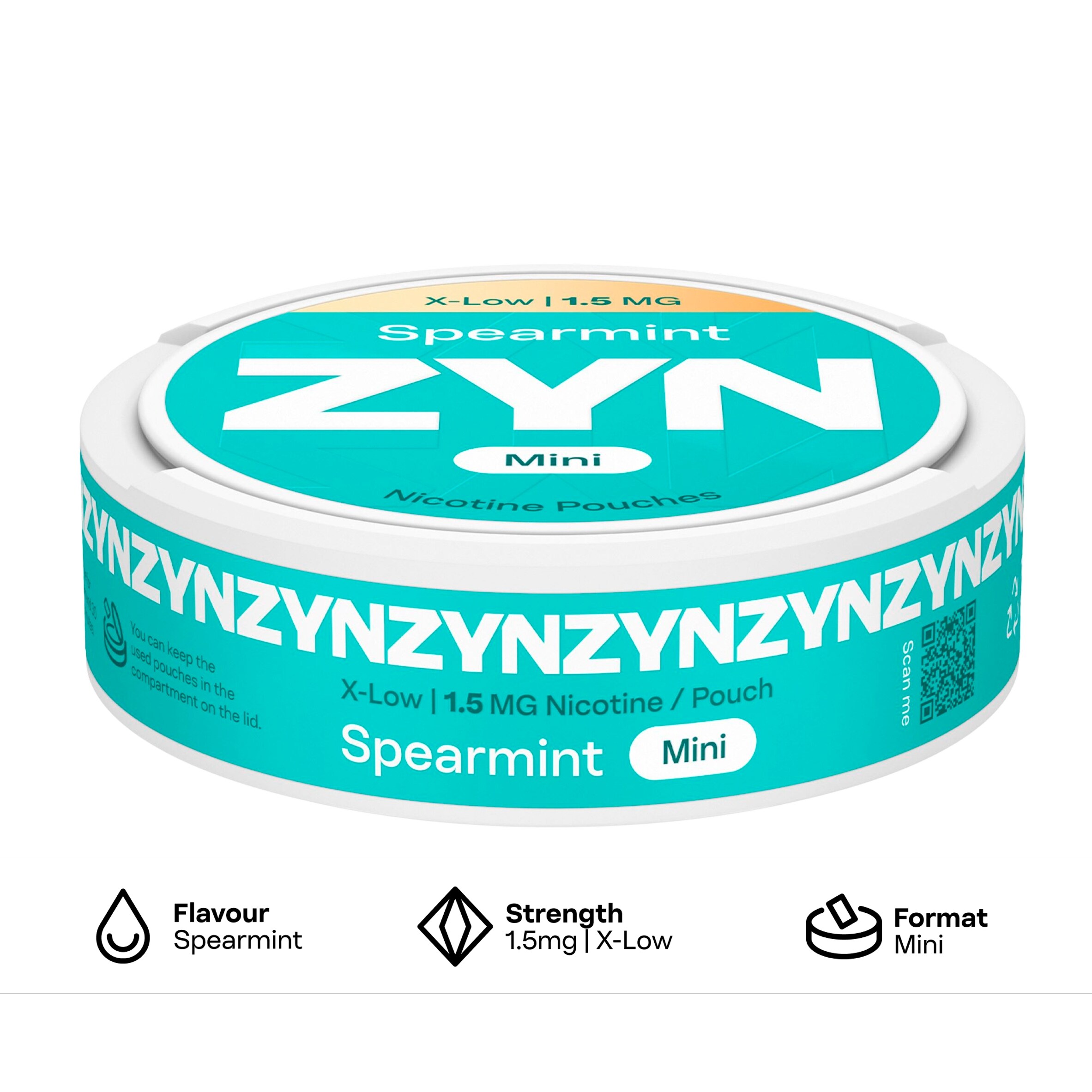 ZYN Spearmint Mini X-Low Nicotine 1.5mg x 20 Pouches 8g thumbnail 2