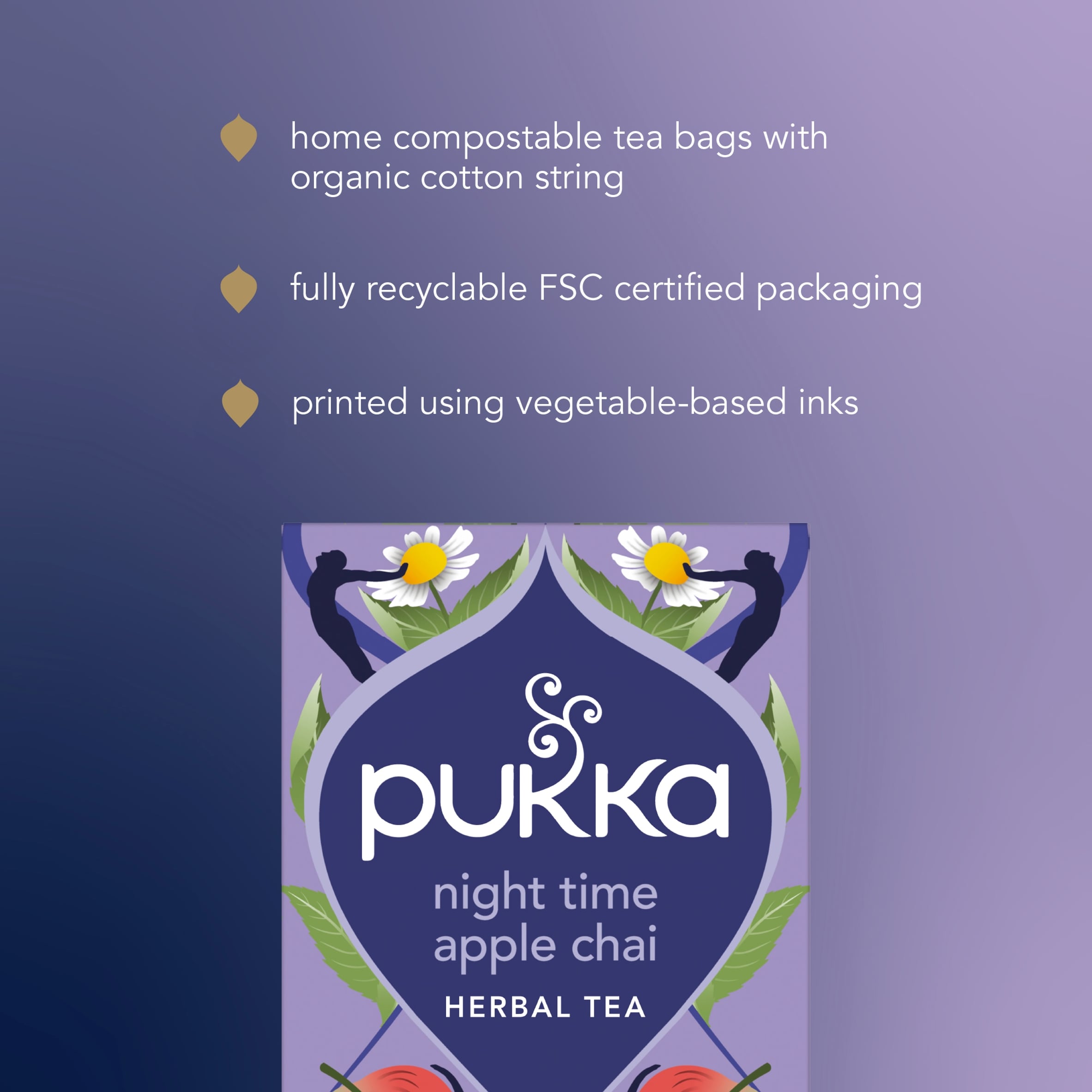 Pukka Organic Night Time Apple Chai Herbal Tea With Chamomile 20 Sleep Tea Bags 36g thumbnail 4