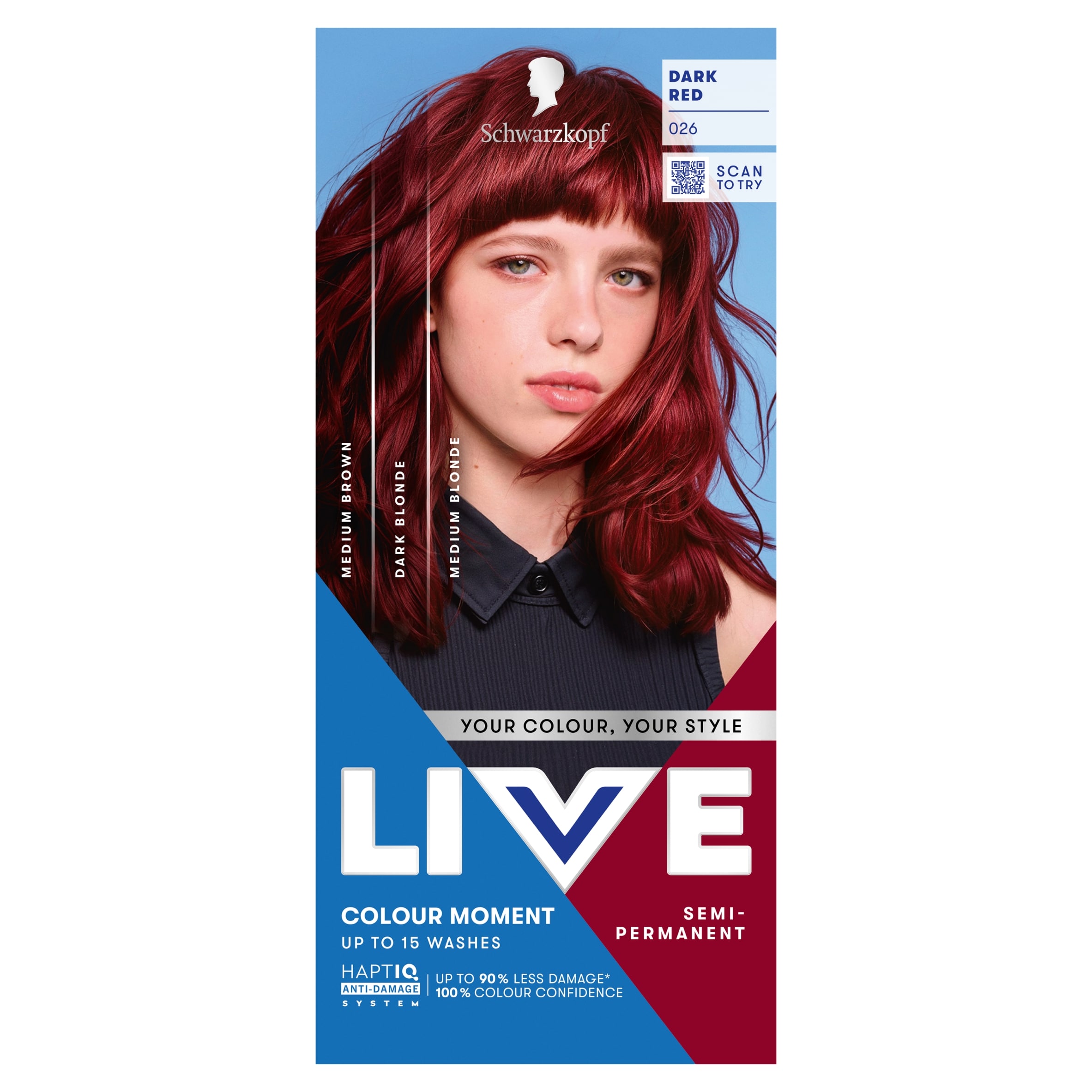Schwarzkopf LIVE Colour Moment 026 Dark Red Semi-Permanent Hair Dye