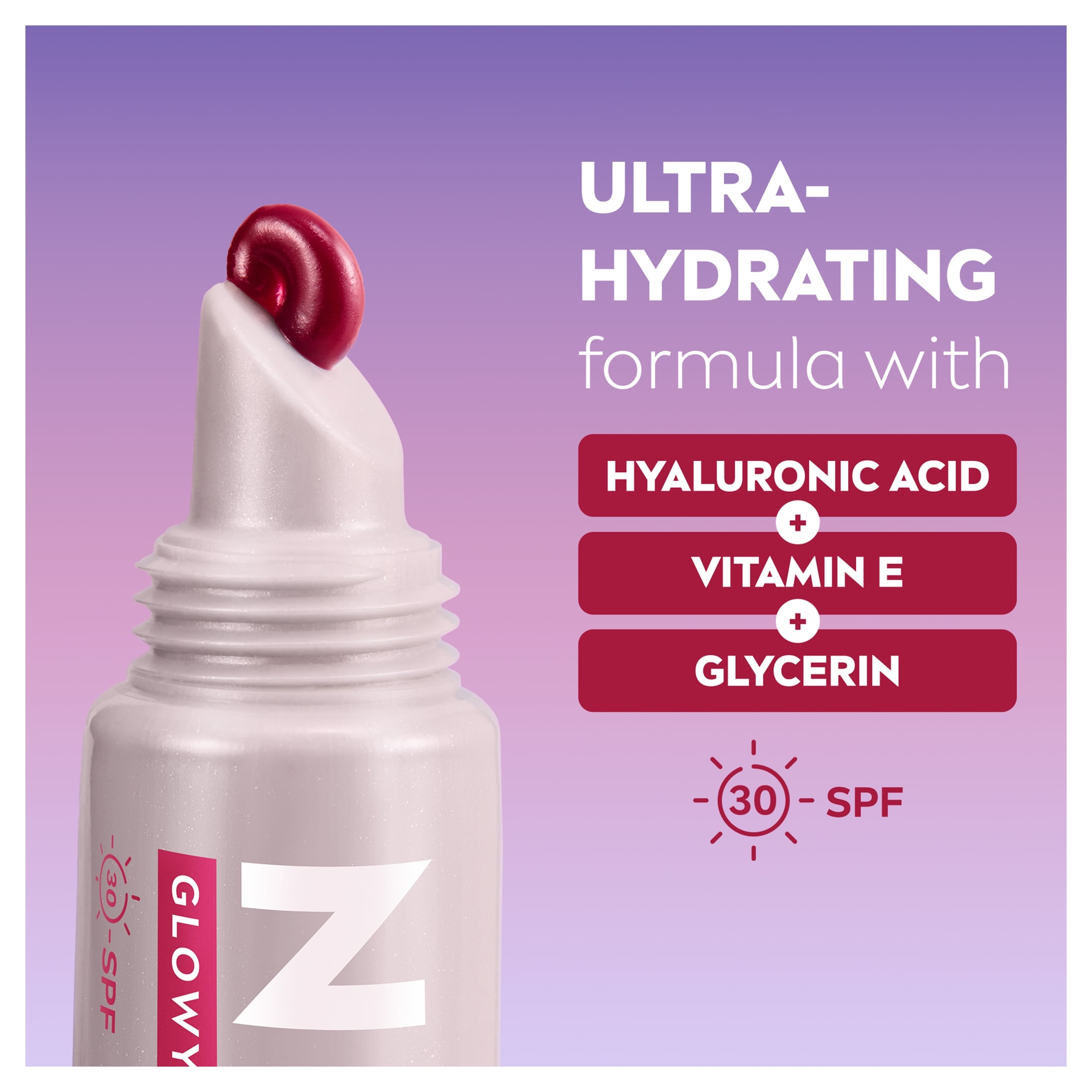 NIVEA Glowy Lip Balm Tube Berry SPF30 with Hyaluronic Acid 10ml thumbnail 3
