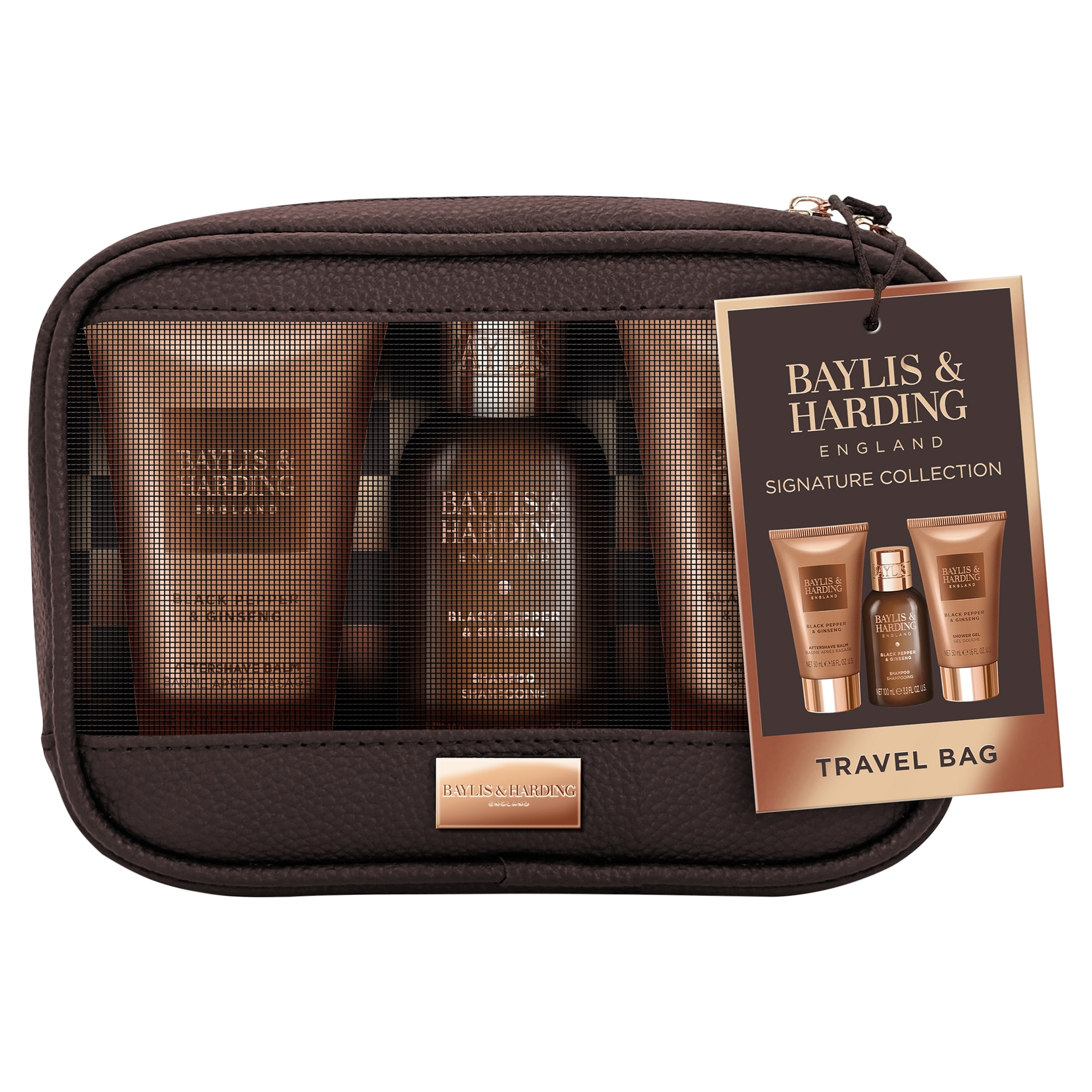 Baylis & Harding Black Pepper & Ginseng Men's Travel Wash Bag Gift Set