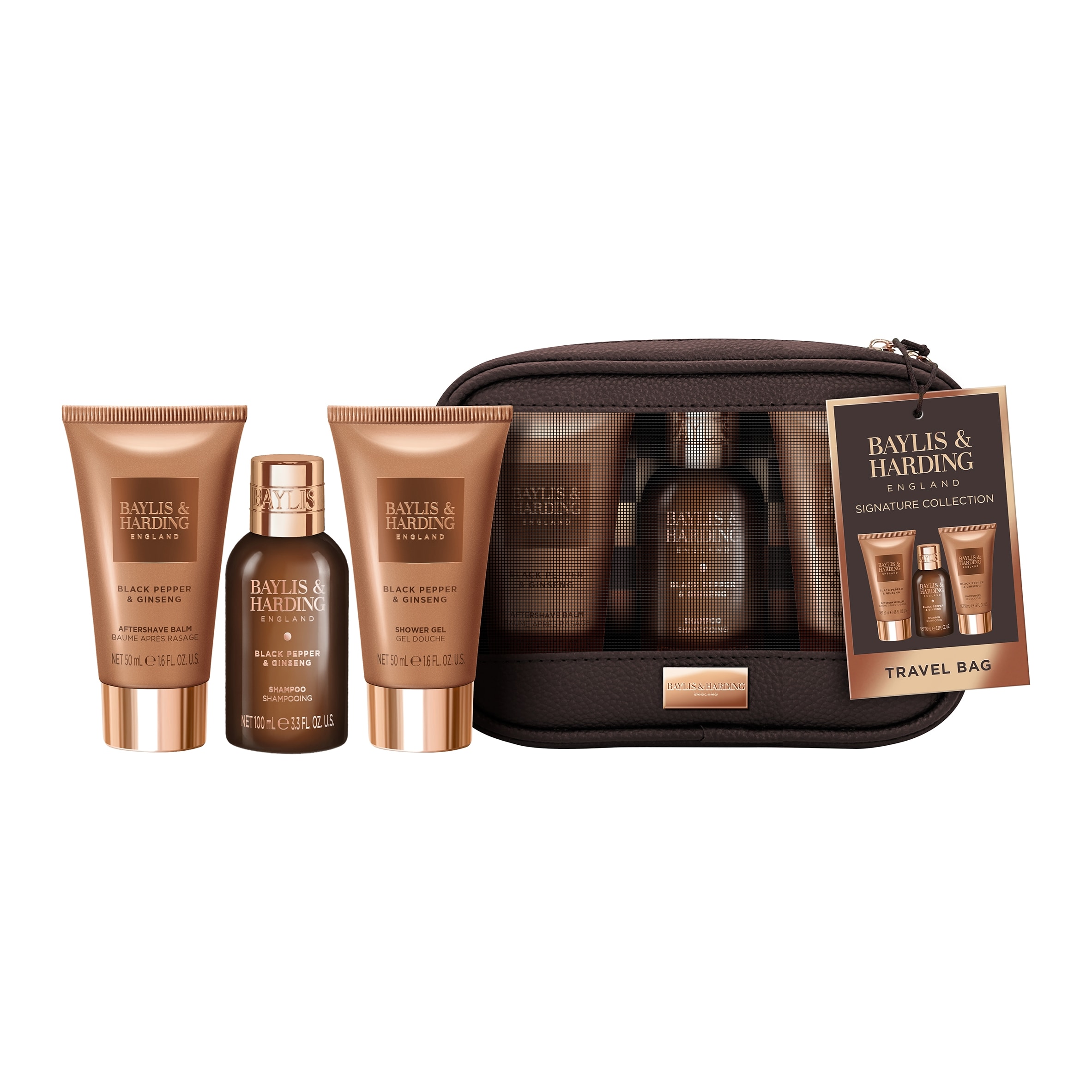Baylis & Harding Black Pepper & Ginseng Men's Travel Wash Bag Gift Set thumbnail 2