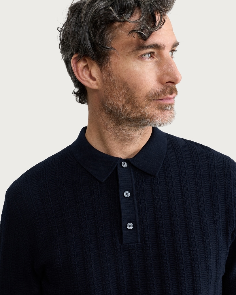 F&F Cotton Rich Knitted Short Sleeved Polo Shirt in Navy thumbnail 2