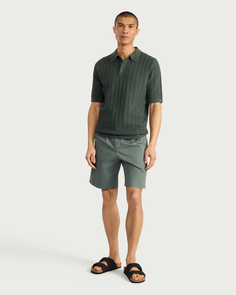 F&F Cotton Rich Knitted Short Sleeved Polo Shirt in Green thumbnail 2
