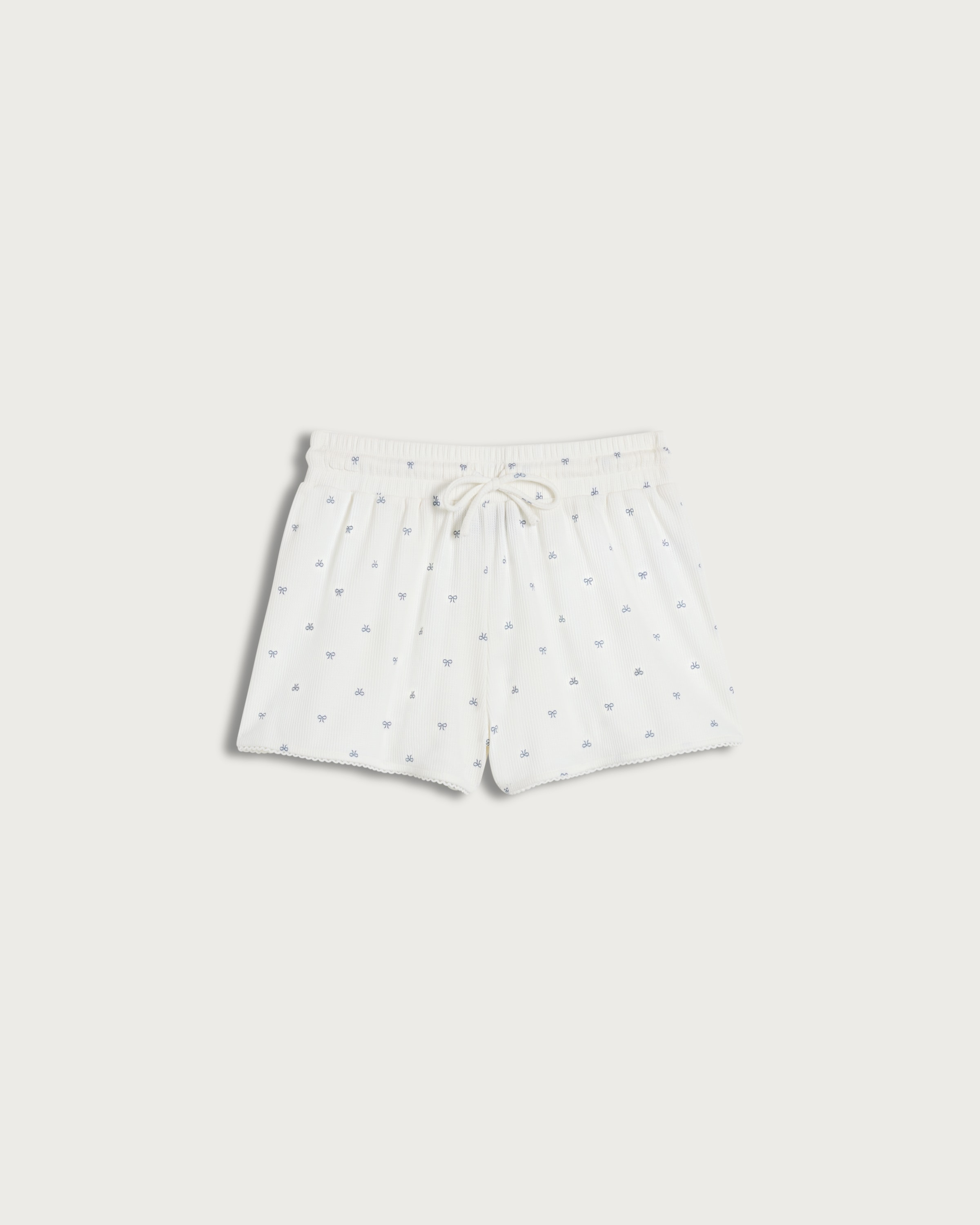 OH ME OH MY Ribbed Bow Print Pyjama Shorts in White thumbnail 4
