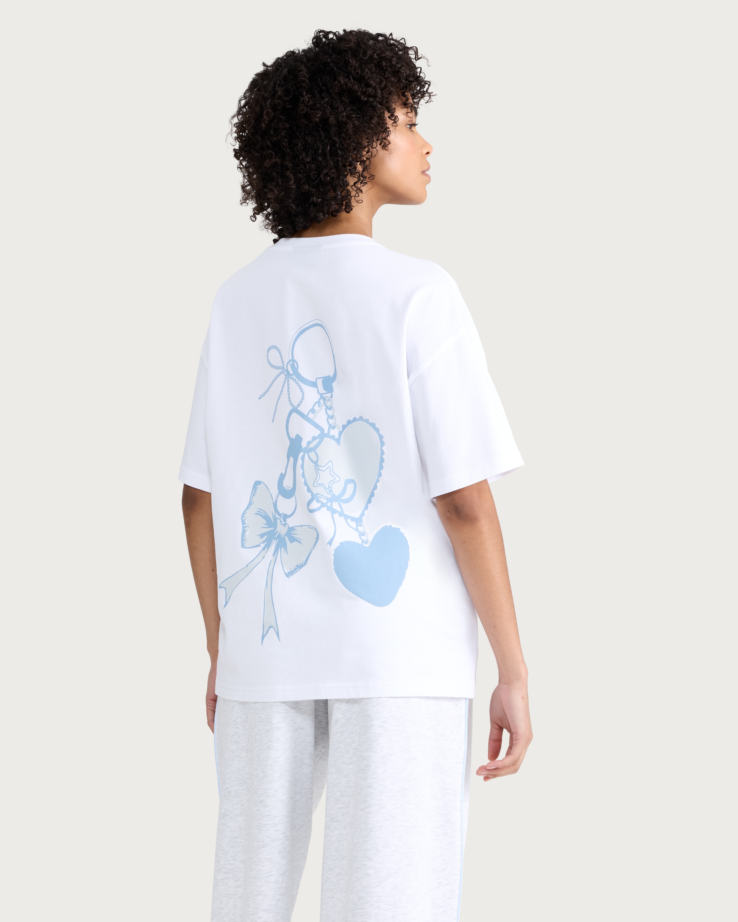 OH ME OH MY Pure Cotton Lucky Charms Embroidered Oversized Fit T-Shirt in White thumbnail 3
