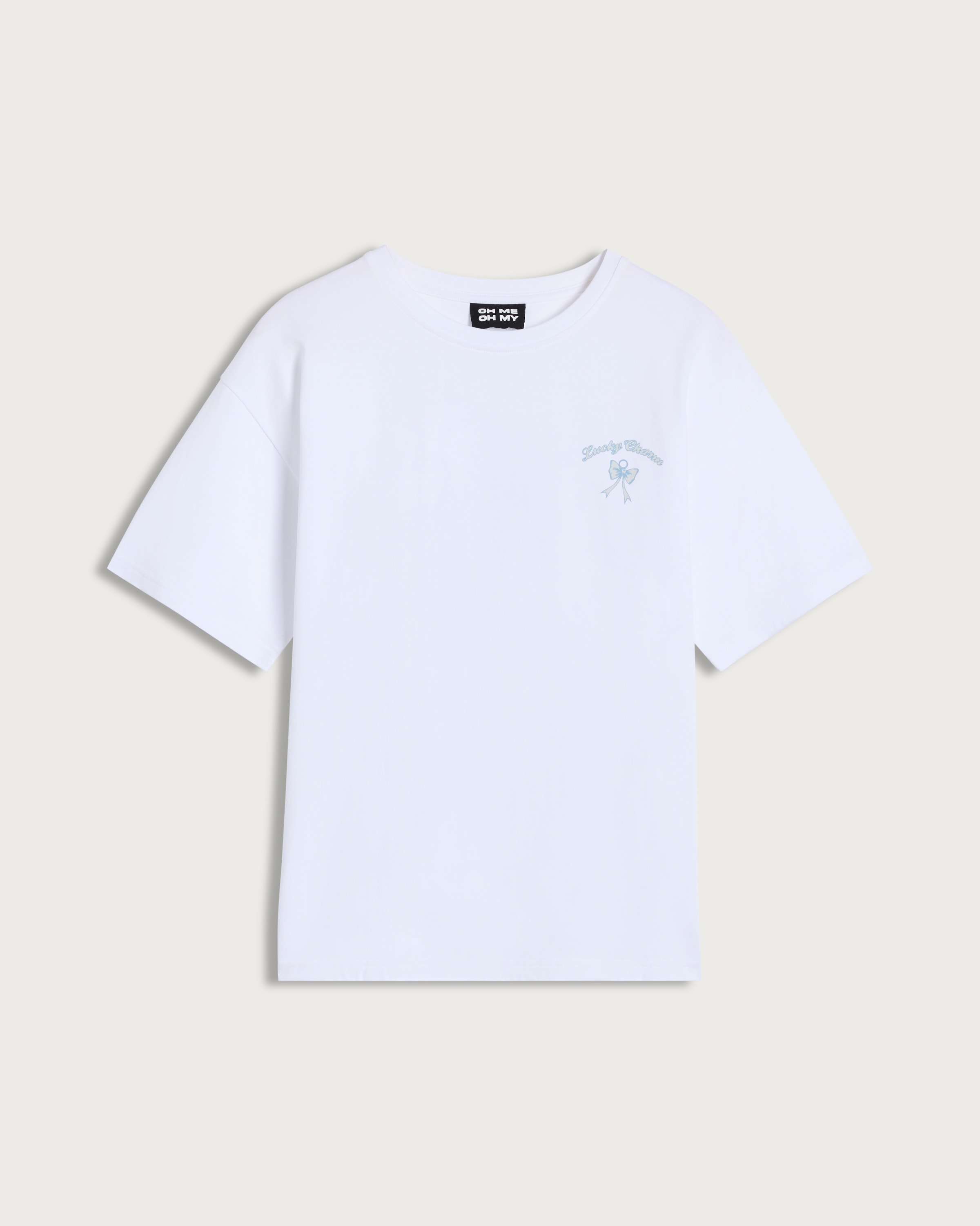 OH ME OH MY Pure Cotton Lucky Charms Embroidered Oversized Fit T-Shirt in White thumbnail 4