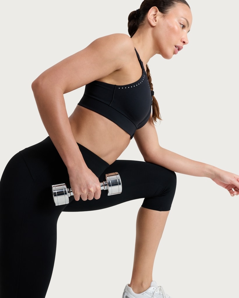 F&F Active Zip Front High Support Sports Bra in Black thumbnail 3